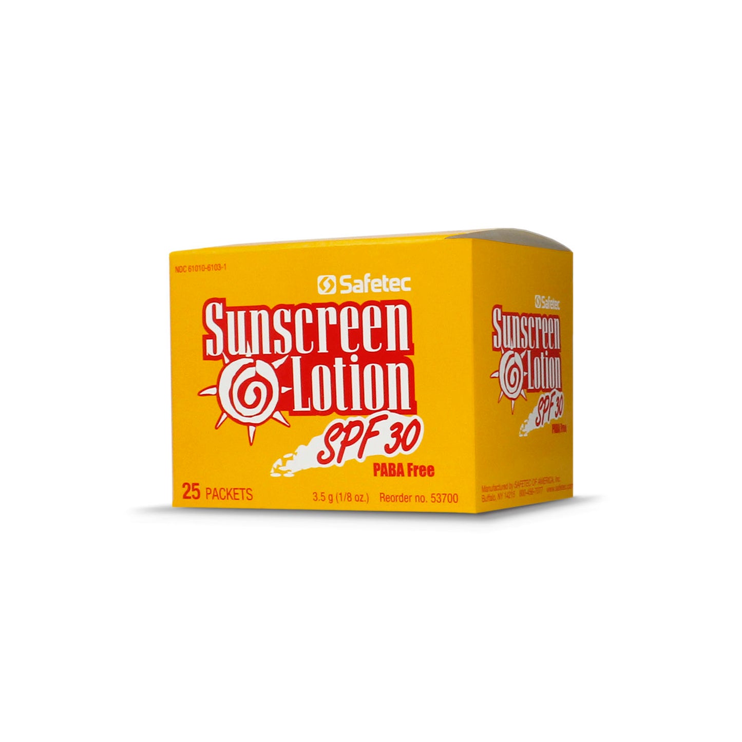 SAFETEC SUNSCREEN LOTION, 25 per box, 24 boxes per case