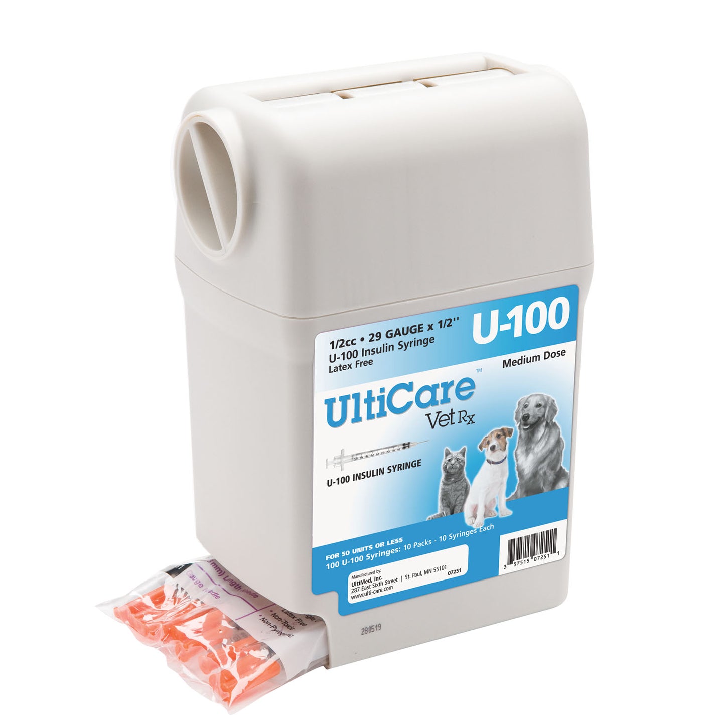 ULTIMED ULTRICARE VETRX DIABETES CARE INSULIN SYRINGES, 100 per box