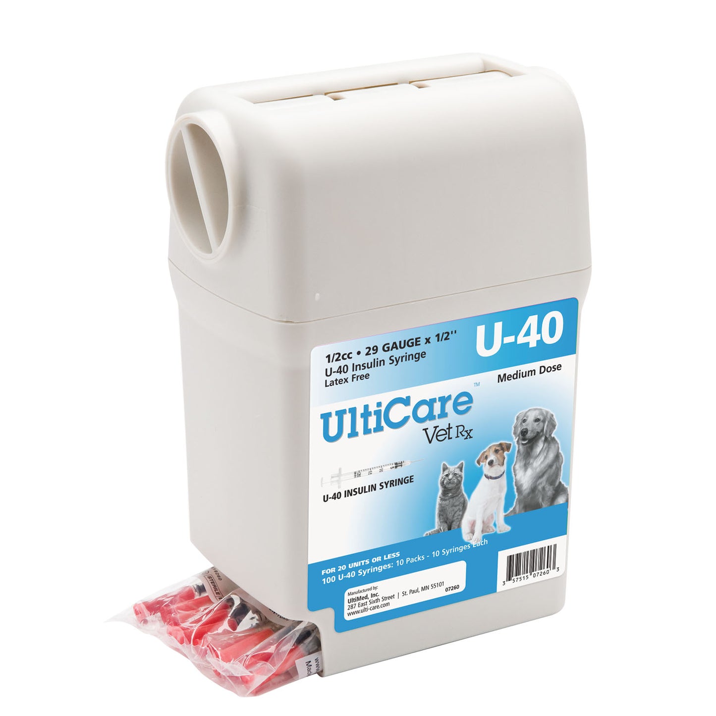ULTIMED ULTRICARE VETRX DIABETES CARE INSULIN SYRINGES, 100 per box