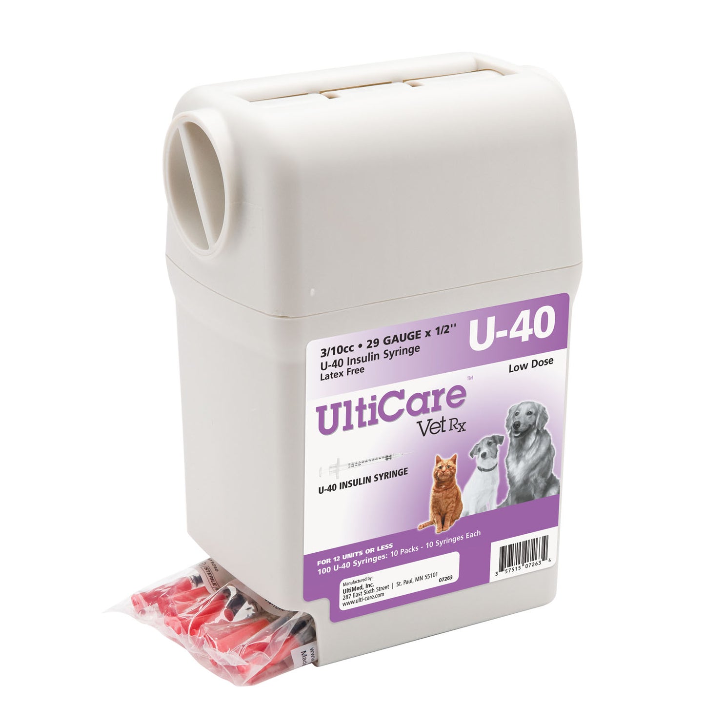 ULTIMED ULTRICARE VETRX DIABETES CARE INSULIN SYRINGES, 100 per box