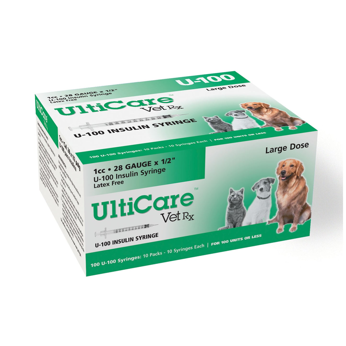 ULTIMED ULTRICARE VETRX DIABETES CARE INSULIN SYRINGES, 100 per box