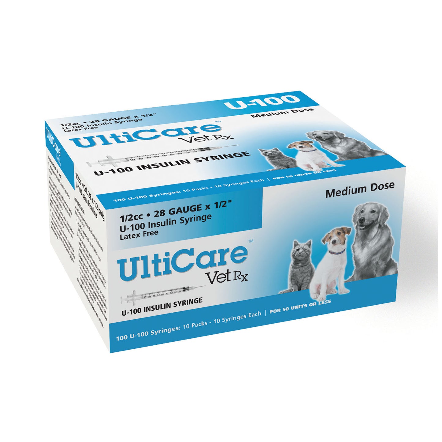 ULTIMED ULTRICARE VETRX DIABETES CARE INSULIN SYRINGES, 100 per box