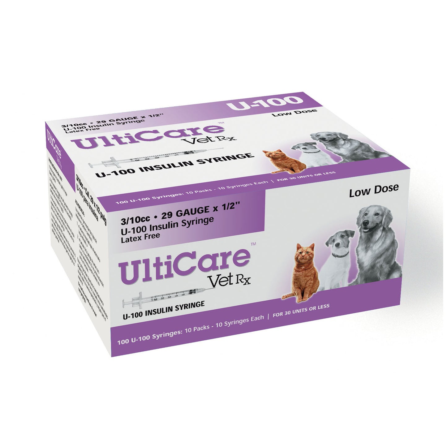ULTIMED ULTRICARE VETRX DIABETES CARE INSULIN SYRINGES, 100 per box