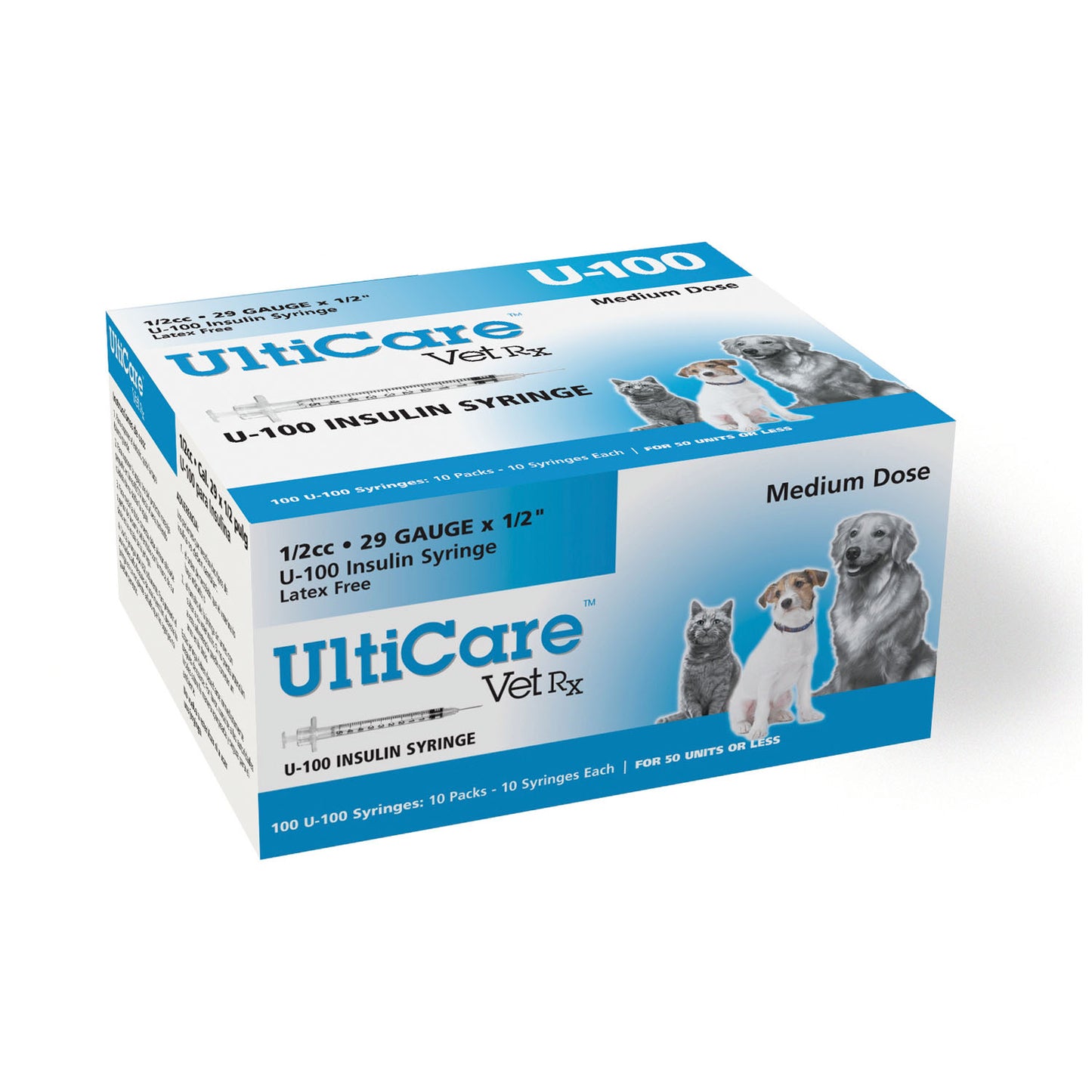 ULTIMED ULTRICARE VETRX DIABETES CARE INSULIN SYRINGES, 100 per box