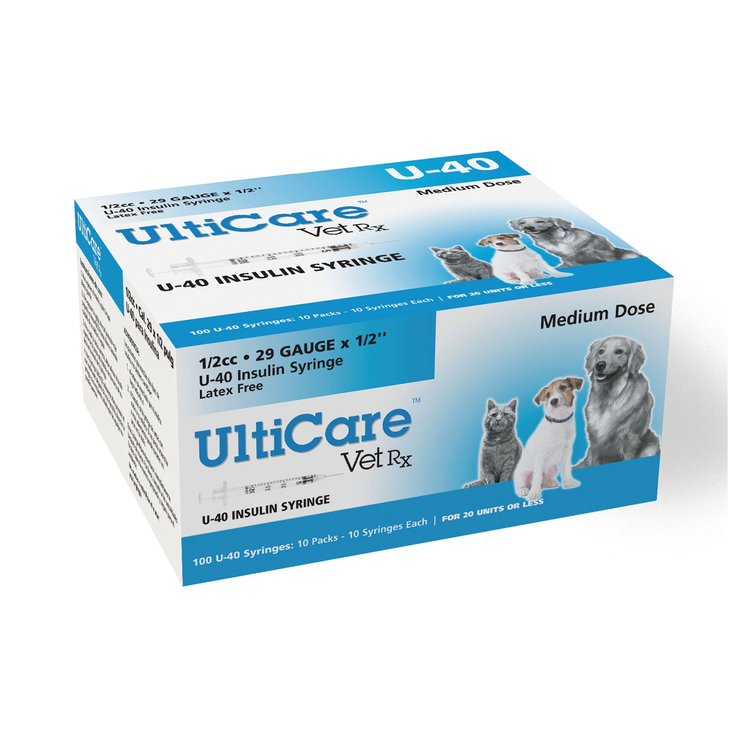 ULTIMED ULTRICARE VETRX DIABETES CARE INSULIN SYRINGES, 100 per box
