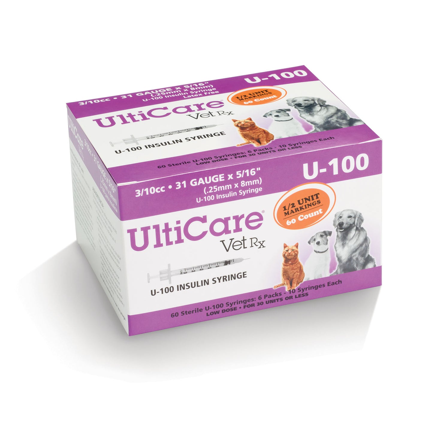 ULTIMED ULTRICARE VETRX DIABETES CARE INSULIN SYRINGES, 60 per box