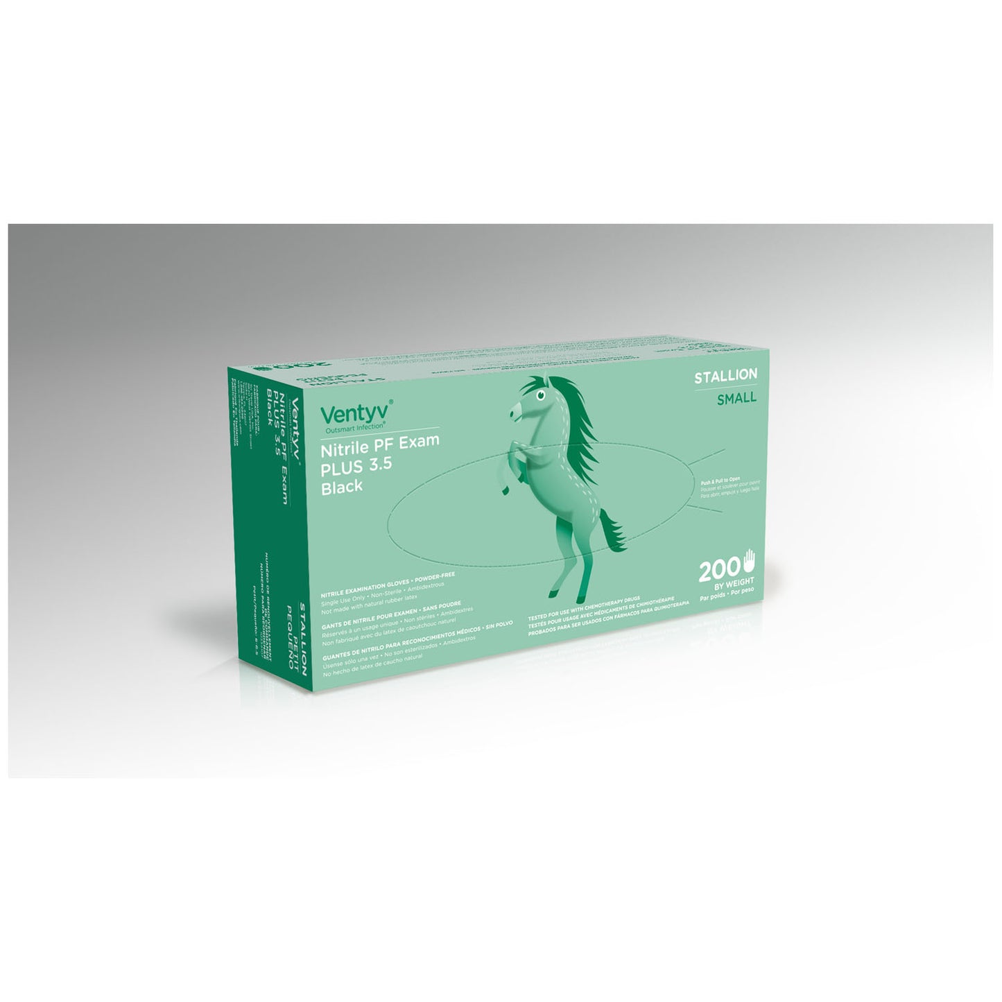 VENTYV NITRILE POWDER FREE EXAM GLOVE PLUS 3.5 (STALLION), 100 per box, 10 boxes per case