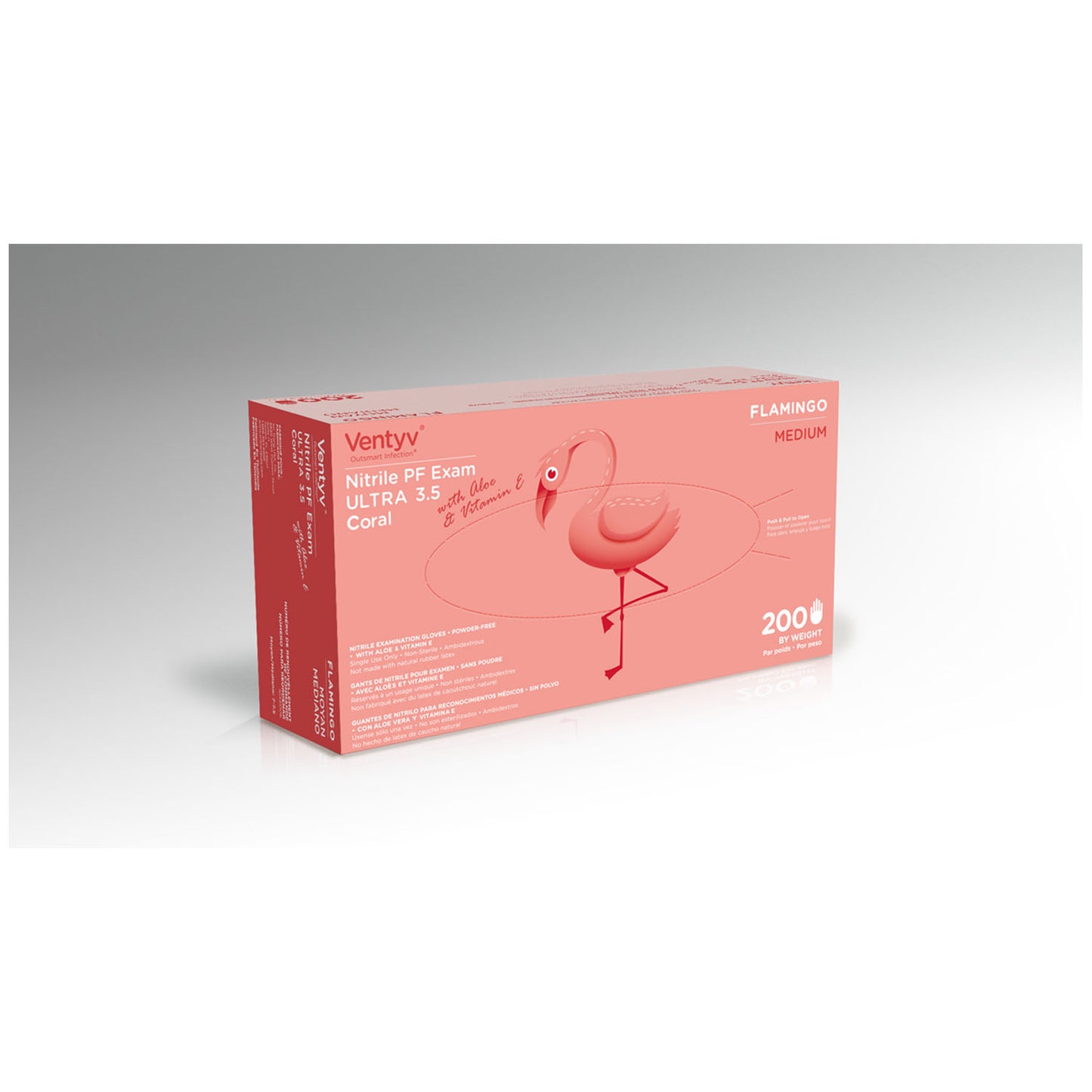 VENTYV NITRILE POWDER FREE EXAM GLOVE ULTRA 3.5 (FLAMINGO), 200 per box, 10 boxes per case