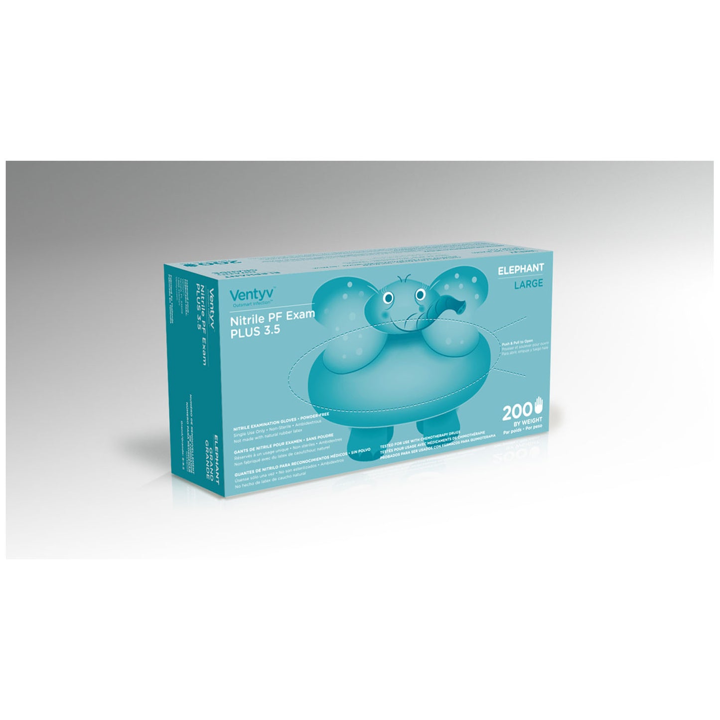VENTYV NITRILE POWDER FREE EXAM GLOVE PLUS 3.5 (ELEPHANT), 200 per box, 10 boxes per case