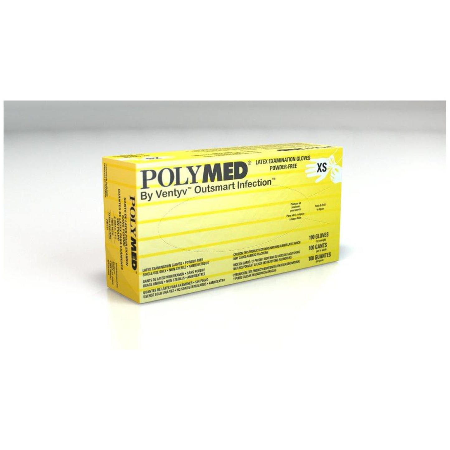 VENTYV POLYMED LATEX EXAM POWDER-FREE GLOVES, 100 per box, 10 boxes per case