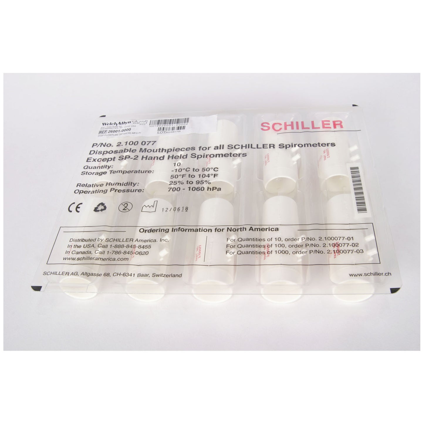 WELCH ALLYN SPIROMETER FLOW TUBES, 100 per box