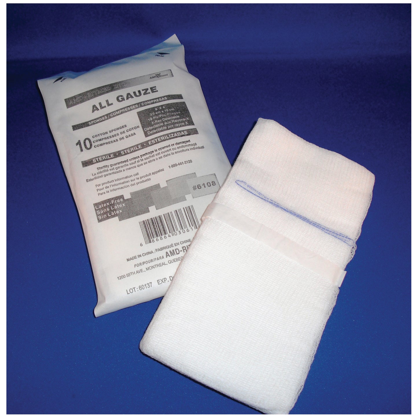 AMD MEDICOM STERILE SPONGES, 10 per pack, 100 packs per case