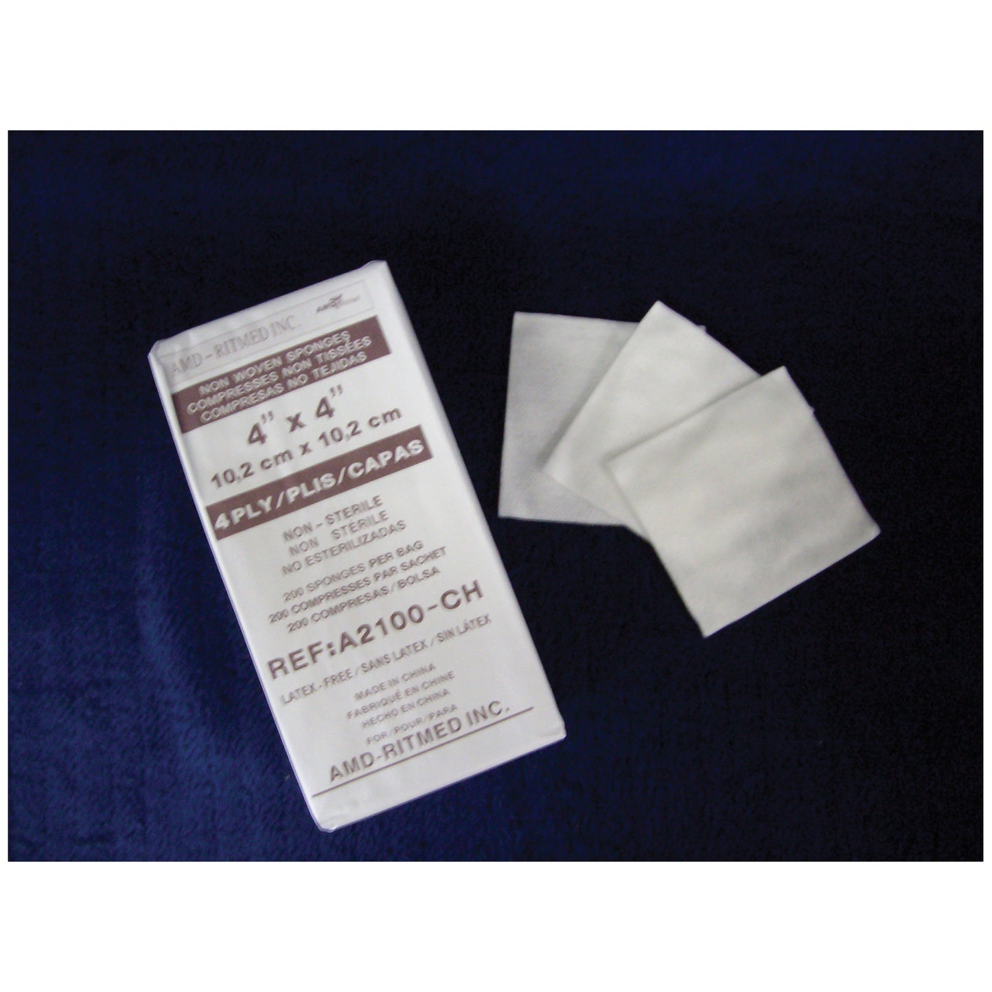 AMD MEDICOM NON-WOVEN DRESSING SPONGES, 200 per pack, 10 packs per case