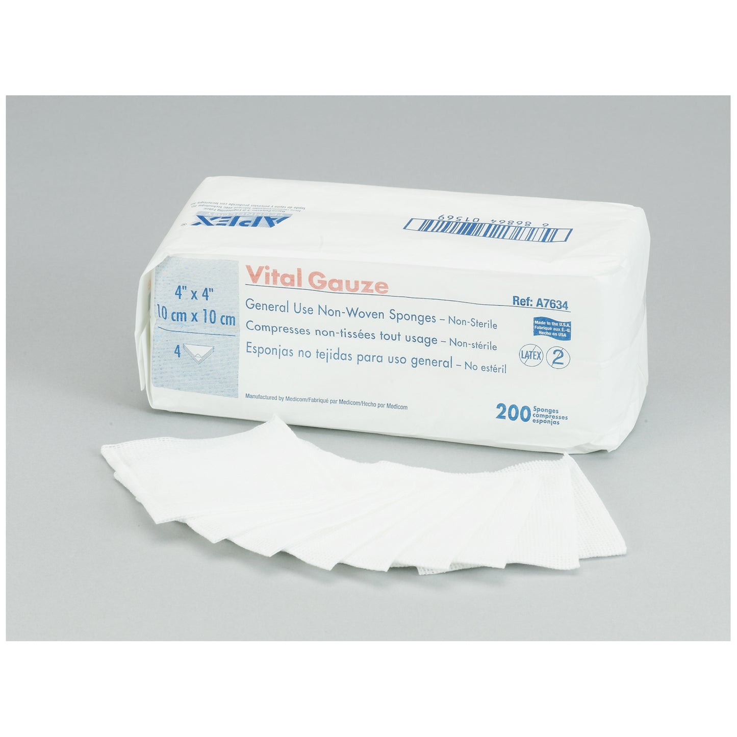 AMD MEDICOM VITAL-GAUZE MULTI-PURPOSE GAUZE SPONGES, 50 per pack, 24 packs per case