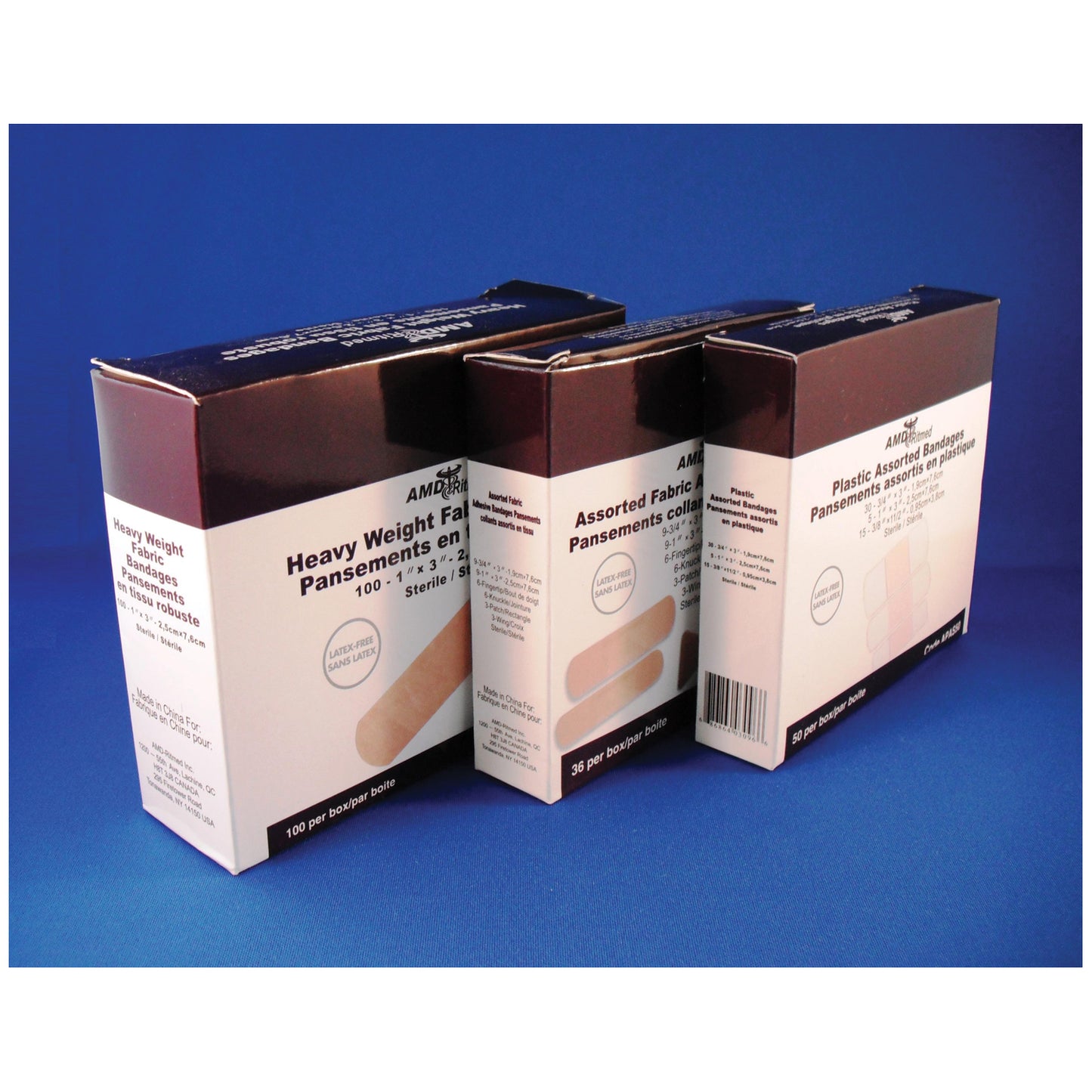 AMD MEDICOM PLASTIC ADHESIVE BANDAGES, 100 per box