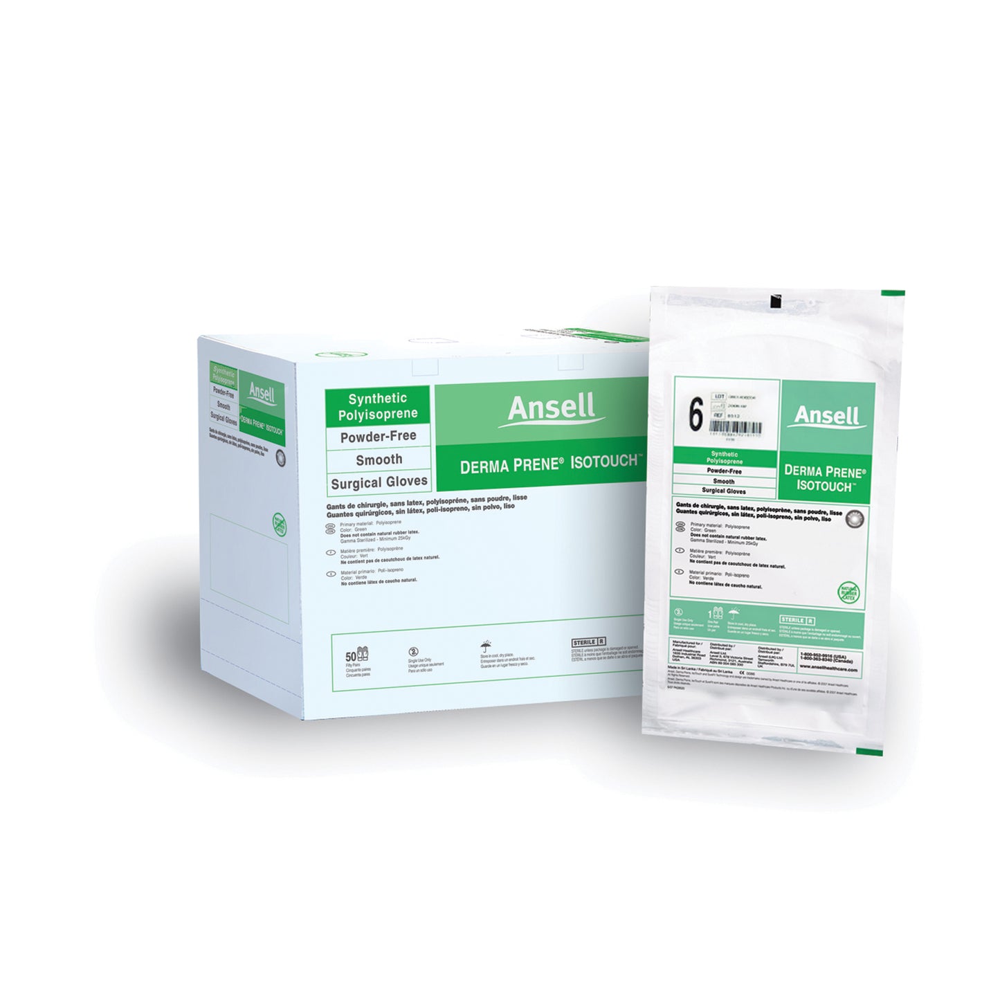 ANSELL GAMMEX NON-LATEX PI SURGICAL GLOVES, 50 pairs per box, 4 boxes per case