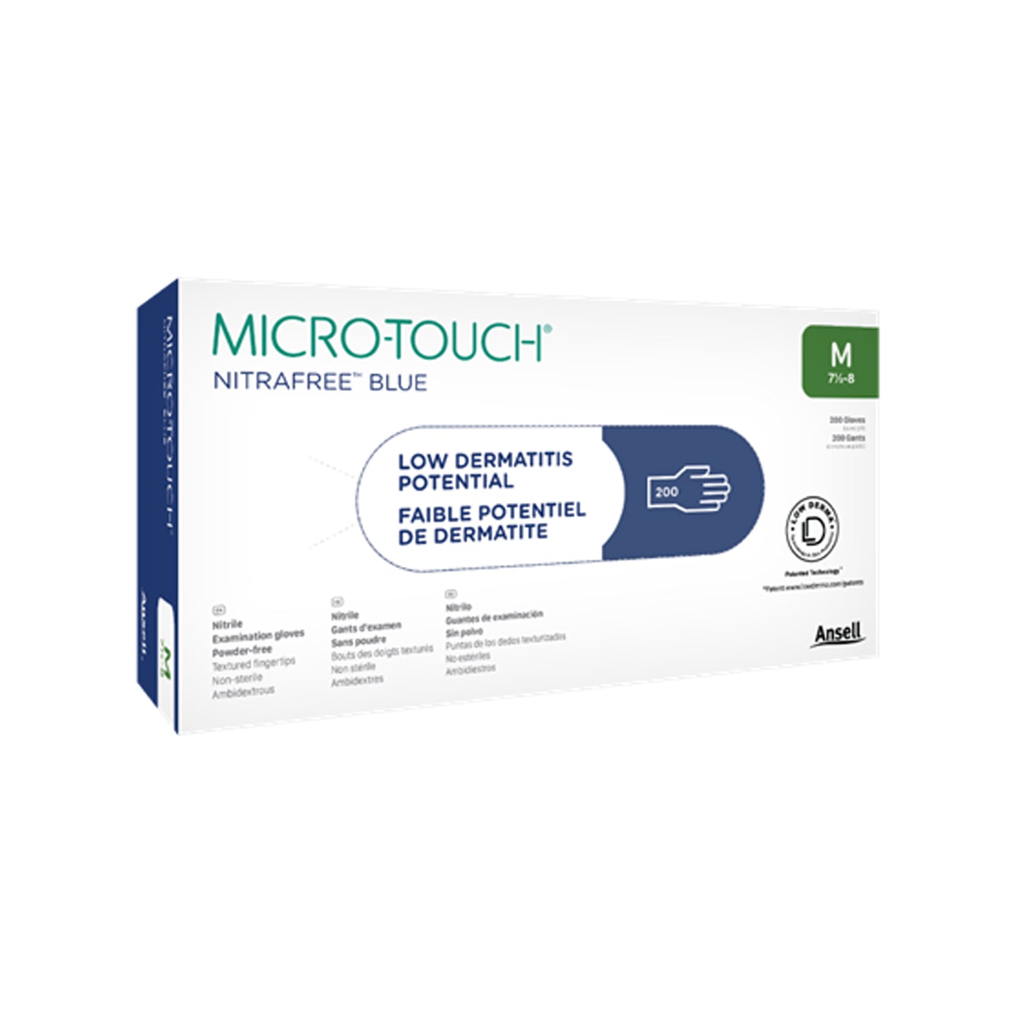 ANSELL MICRO-TOUCH NITRAFREE BLUE, 200 per box, 10 boxes per case