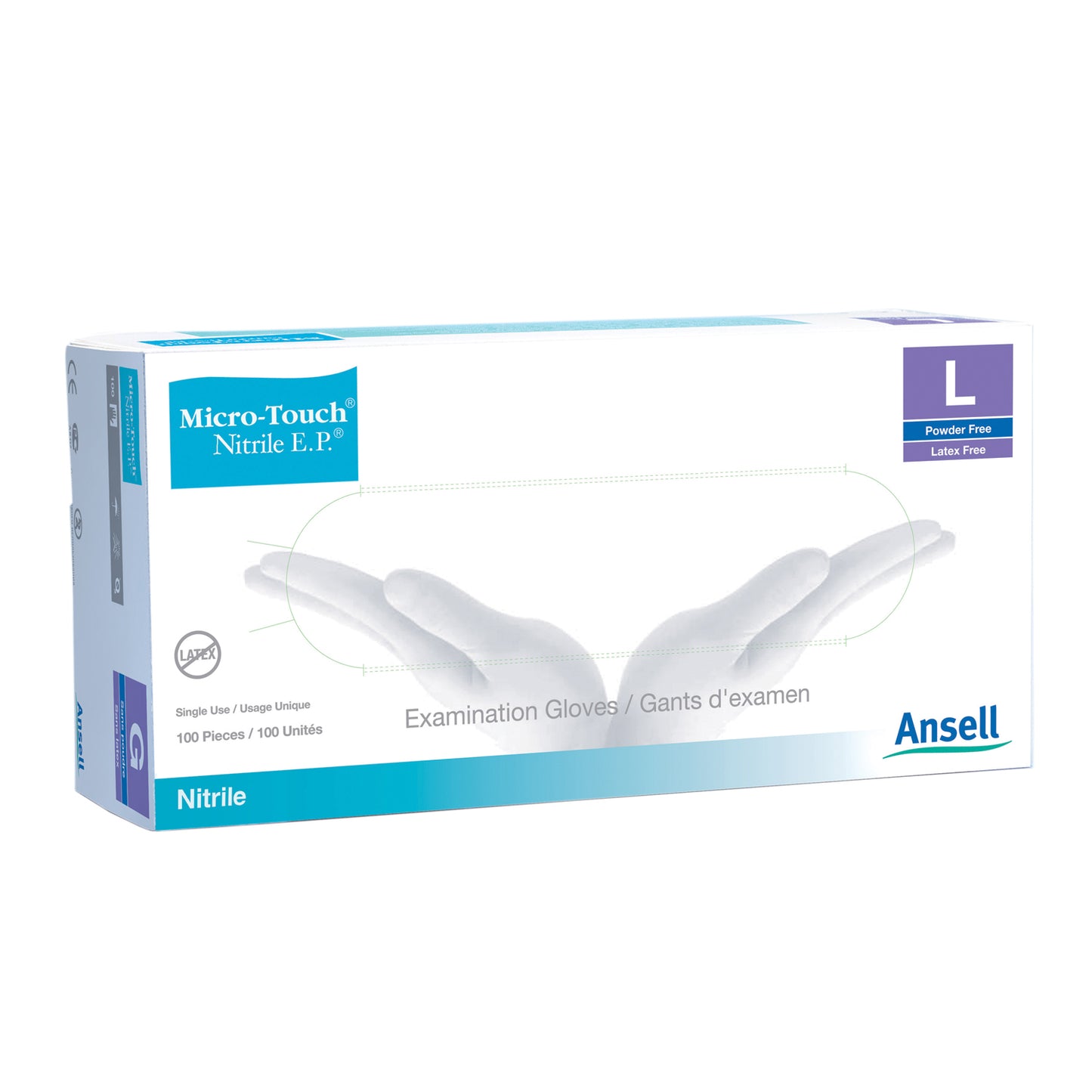 ANSELL MICRO-TOUCH NITRILE E.P. TEXTURED EXAMINATION GLOVES, 100 per box, 10 boxes per case
