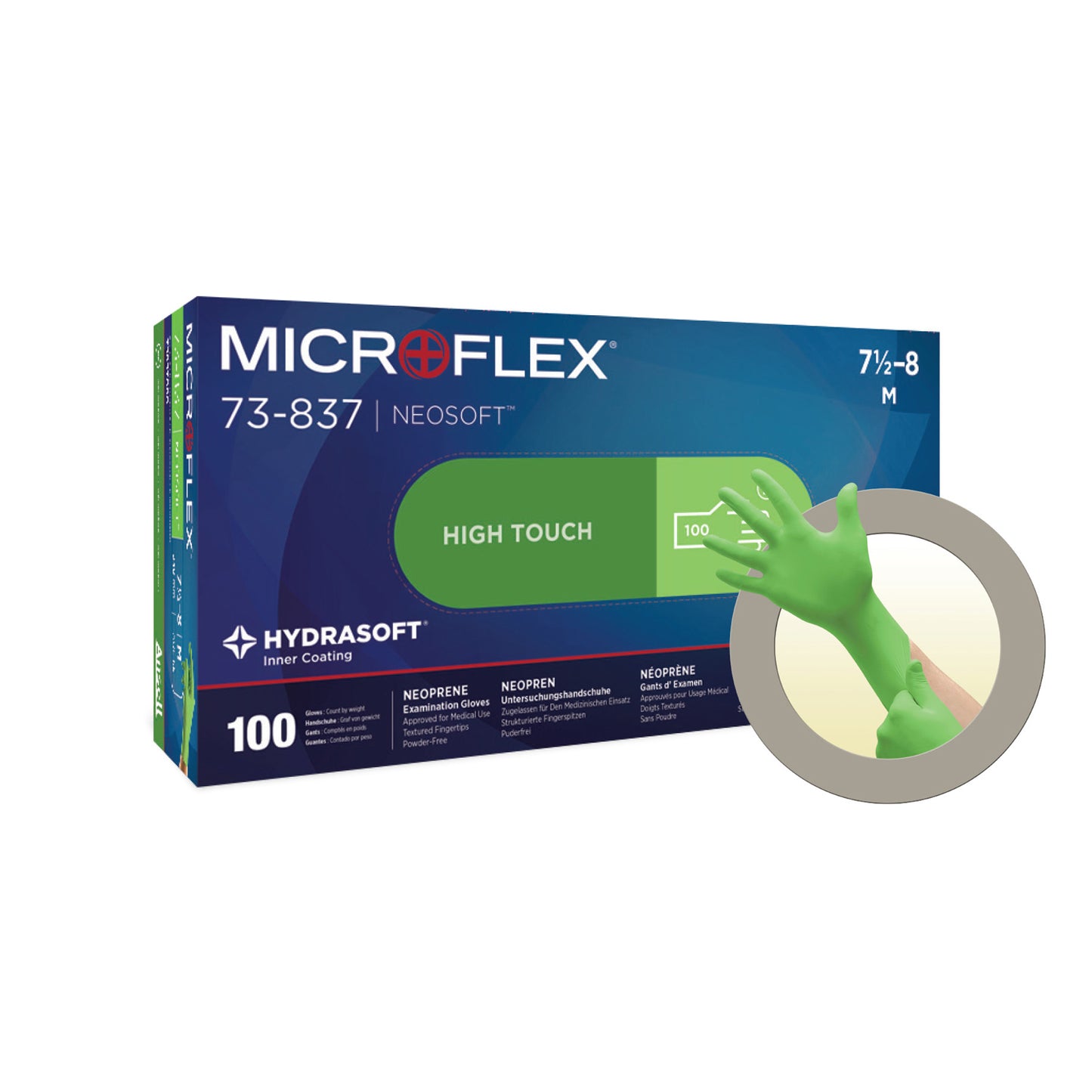 ANSELL MICROFLEX NEOSOFT NEOPRENE EXAM GLOVE, 100 per box, 10 boxes per case
