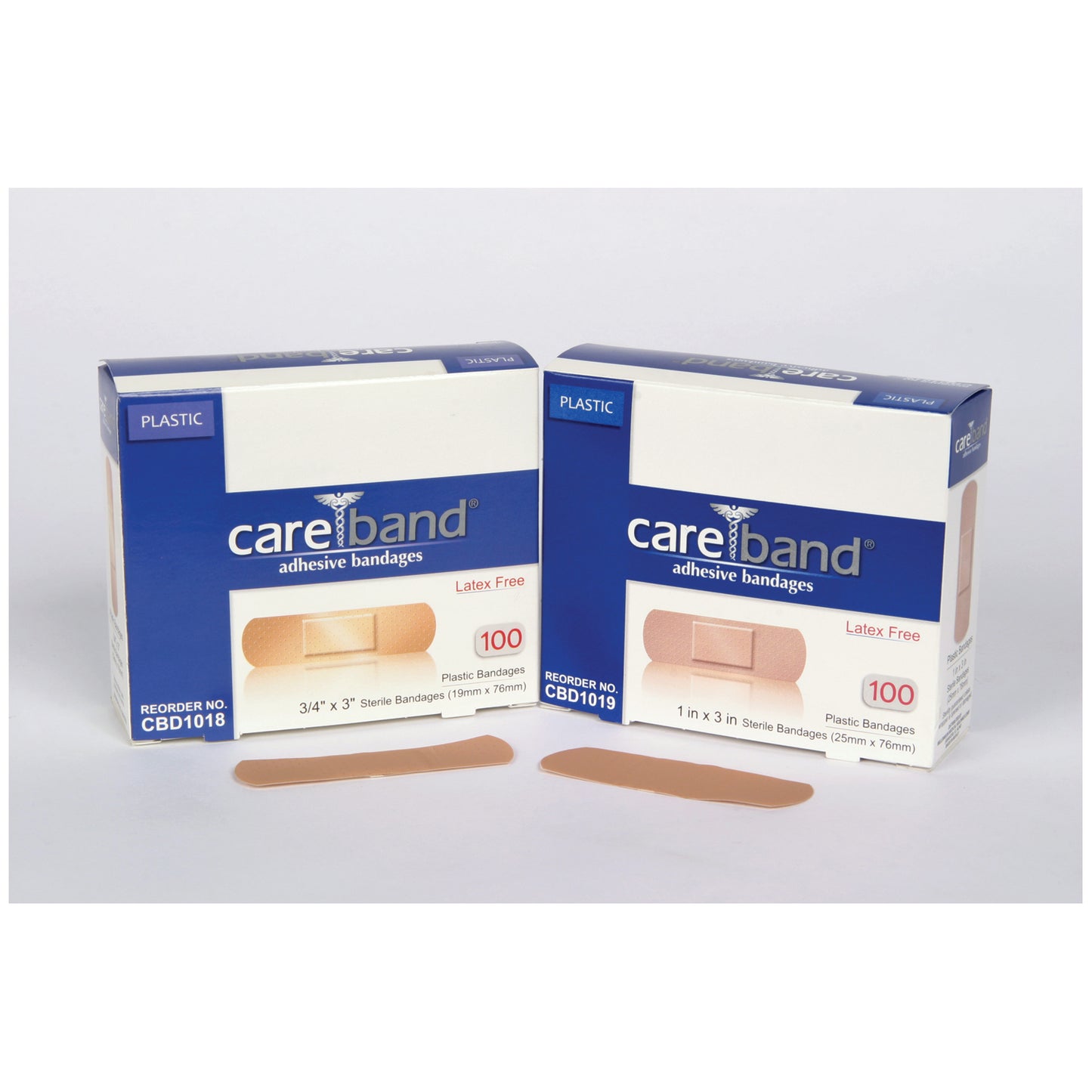 ASO CAREBAND PLASTIC ADHESIVE STRIP BANDAGES, 100 per box, 12 boxes per case