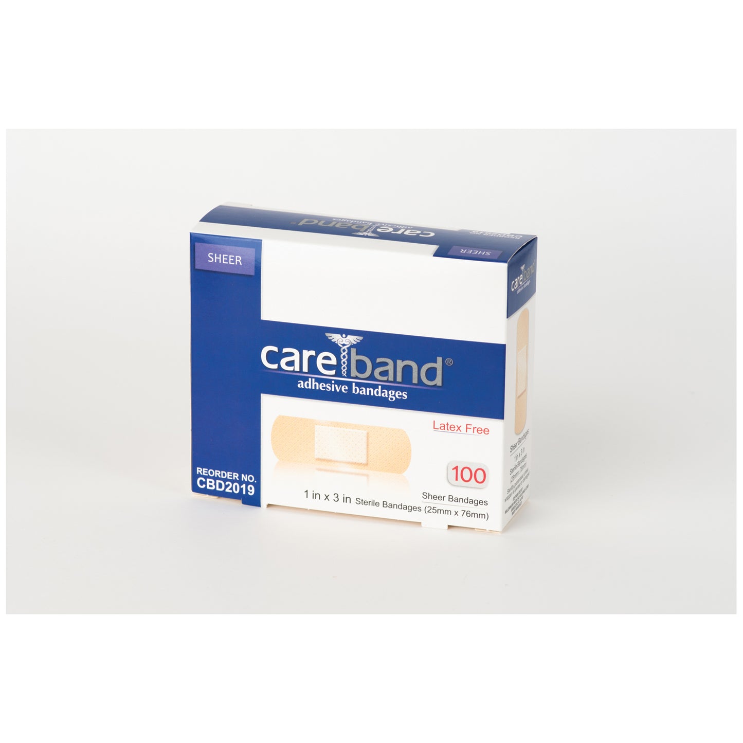 ASO CAREBAND SHEER ADHESIVE STRIP BANDAGES, 100 per box, 12 boxes per case