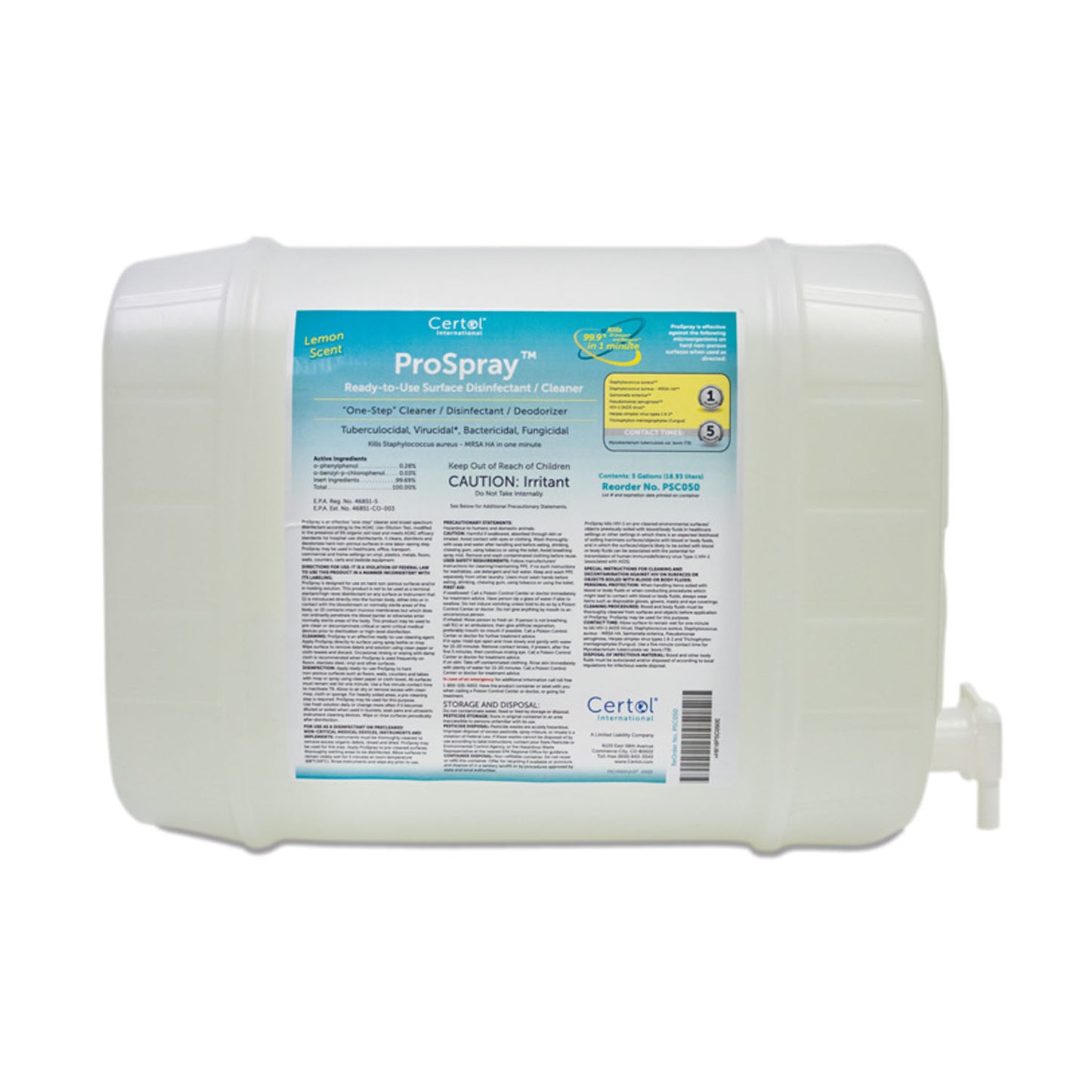 CERTOL SPEC CLEAN DISINFECTANT SURFACE CLEANER/DISINFECTANT, 1 per case