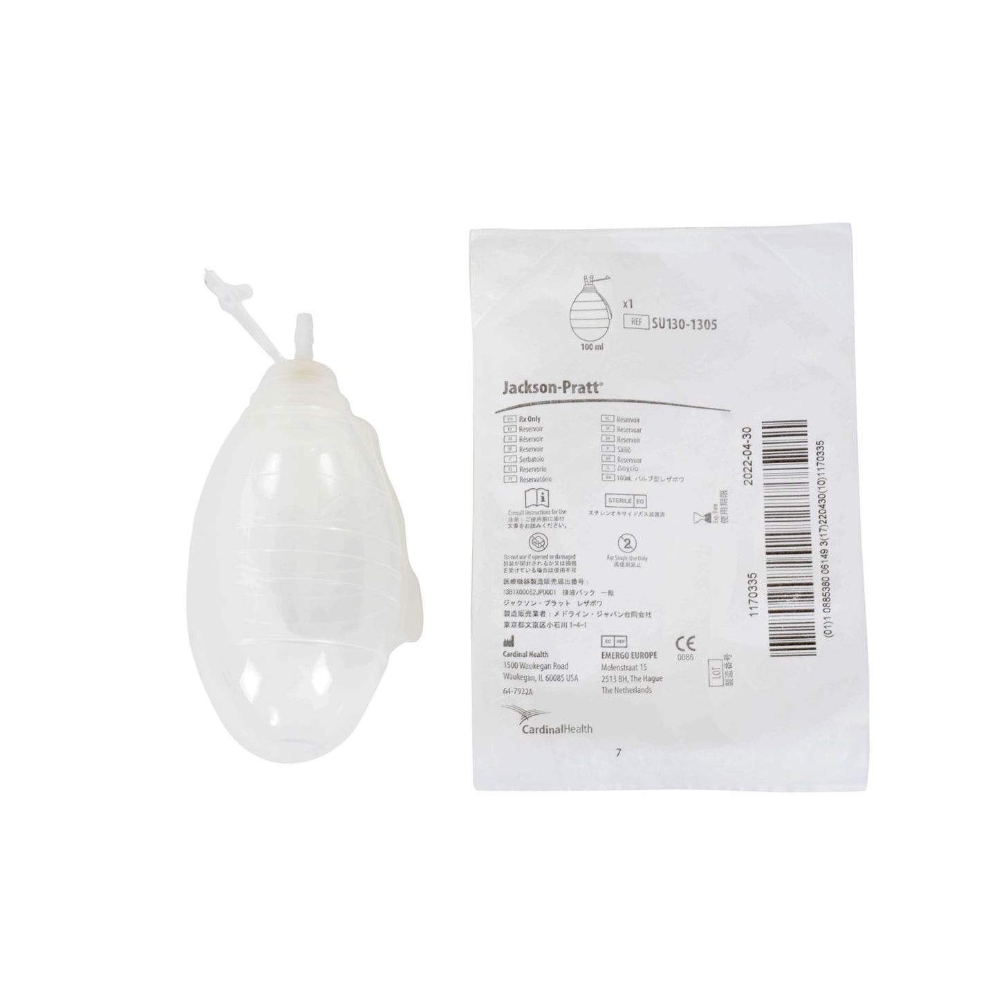 CARDINAL HEALTH JACKSON-PRATT 100CC AND 400CC SILICONE BULB RESERVOIRS AND RESERVOIR KITS, 10 per box, 3 boxes per case