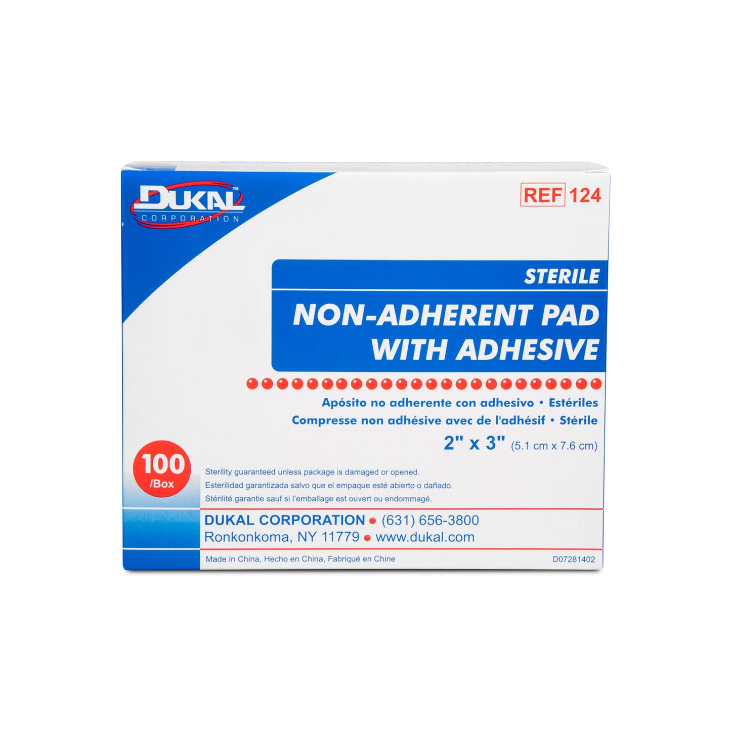 DUKAL NON-ADHERENT PADS, 100 per box, 24 boxes per case
