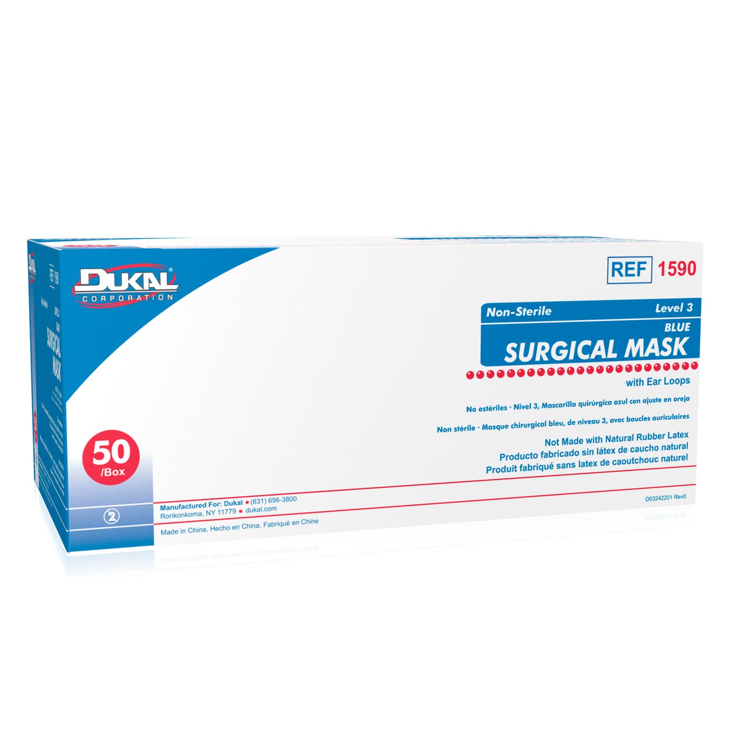 DUKAL SURGICAL FACE MASKS, 50 per box, 12 boxes per case