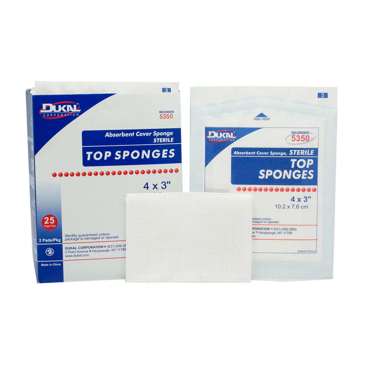 DUKAL TOP SPONGES - NON-WOVEN FACING COVER SPONGE, 2 per pack, 25 packs per box, 24 boxes per case
