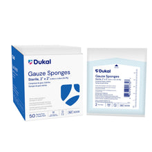 DUKAL WOVEN COTTON GAUZE SPONGES, 2 per pack, 50 packs per box, 30 boxes per case