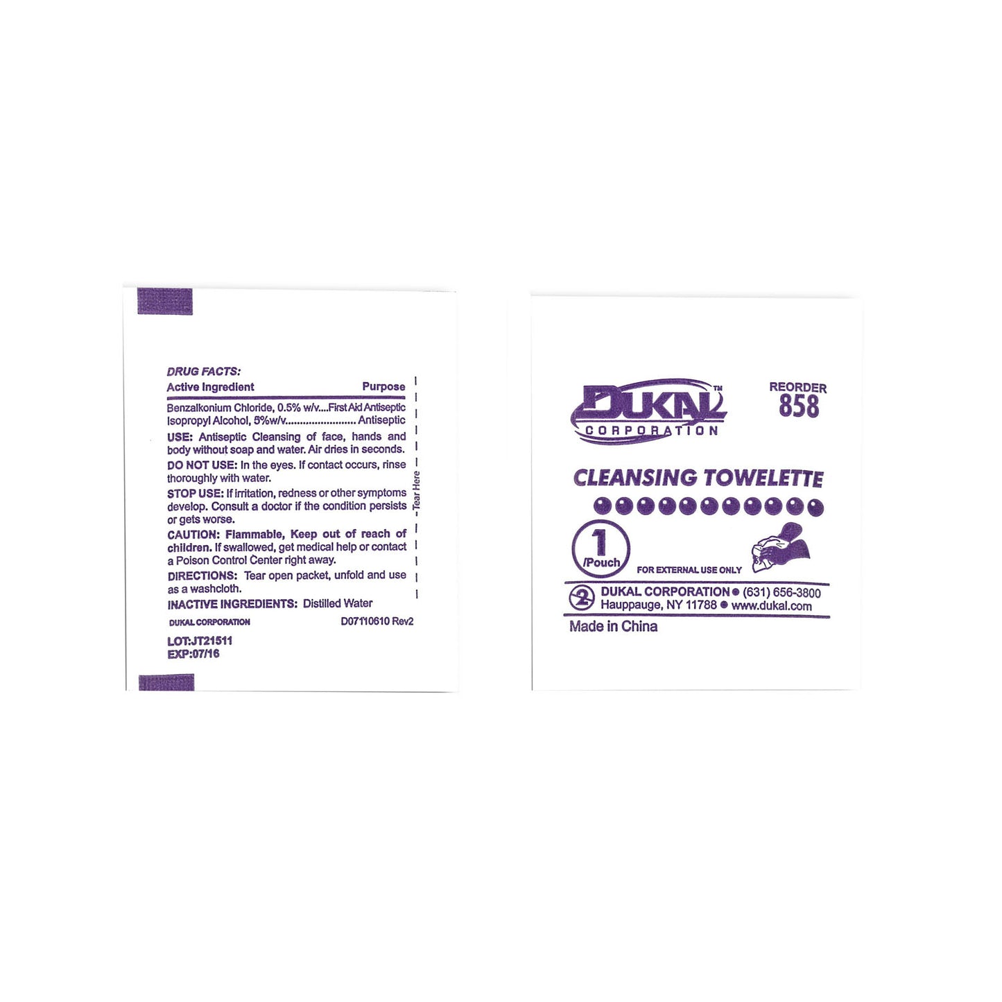 DUKAL CLEANSING TOWELETTE, 1 per pack