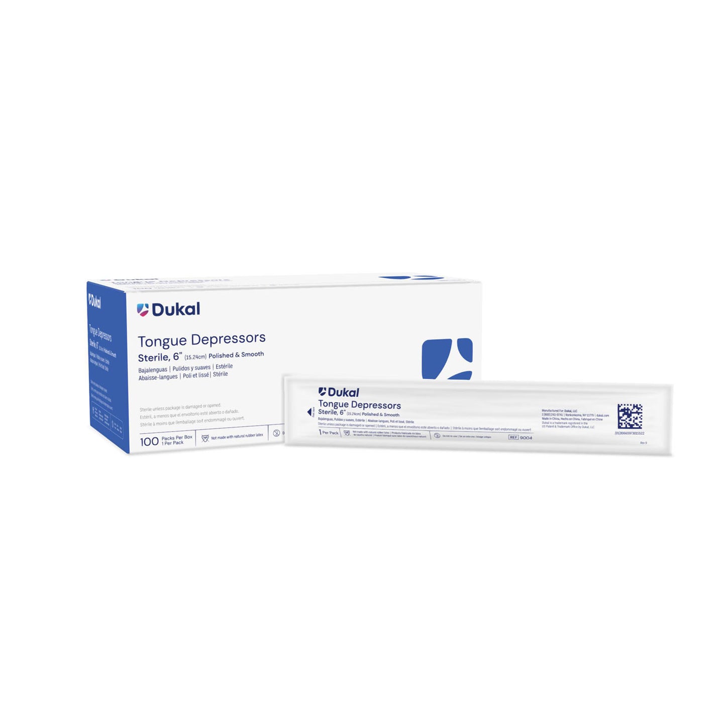 DUKAL TONGUE DEPRESSORS, 1 per pack, 100 packs per box, 10 boxes per case