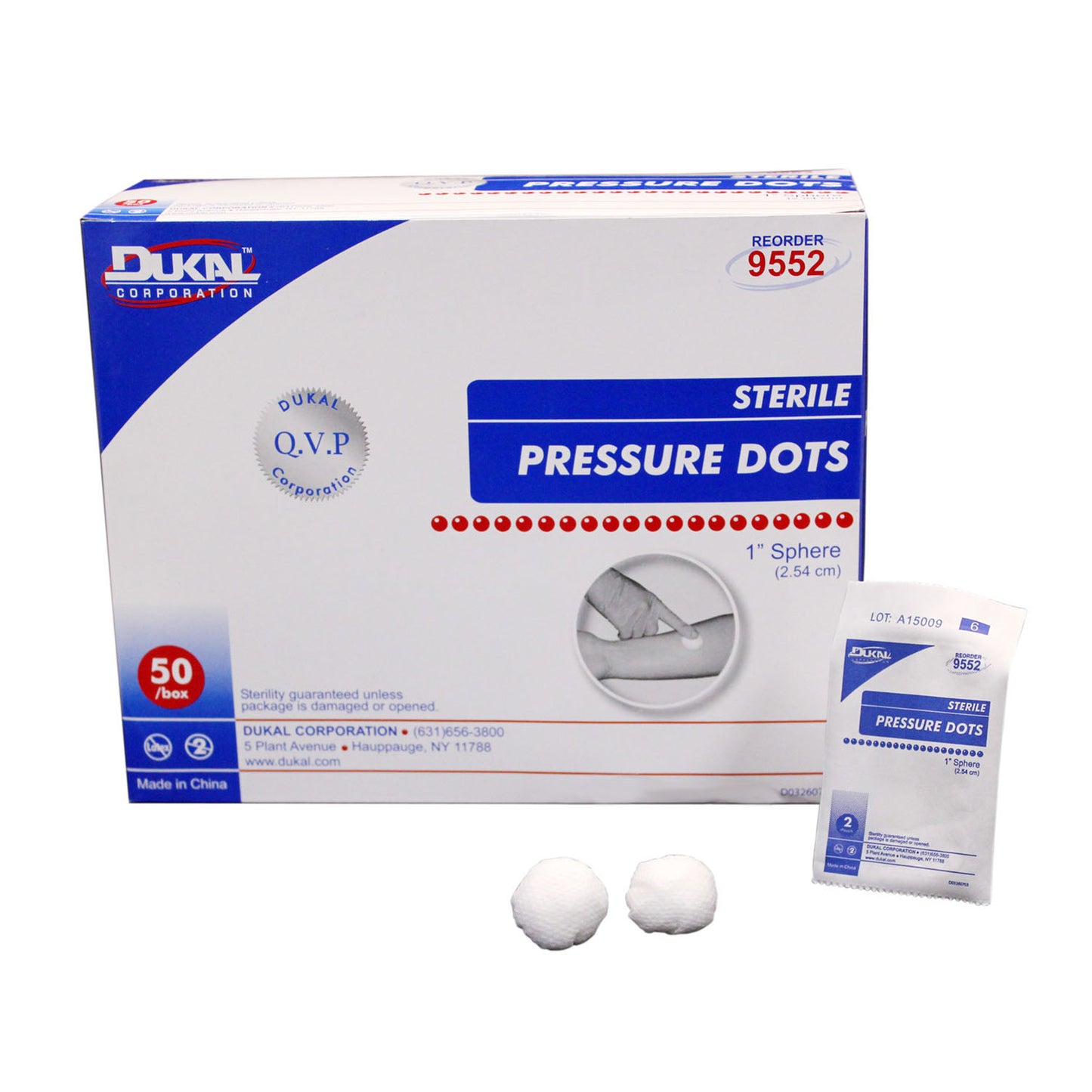 DUKAL PRESSURE DOTS, 2 per pack, 50 packs per box, 10 boxes per case