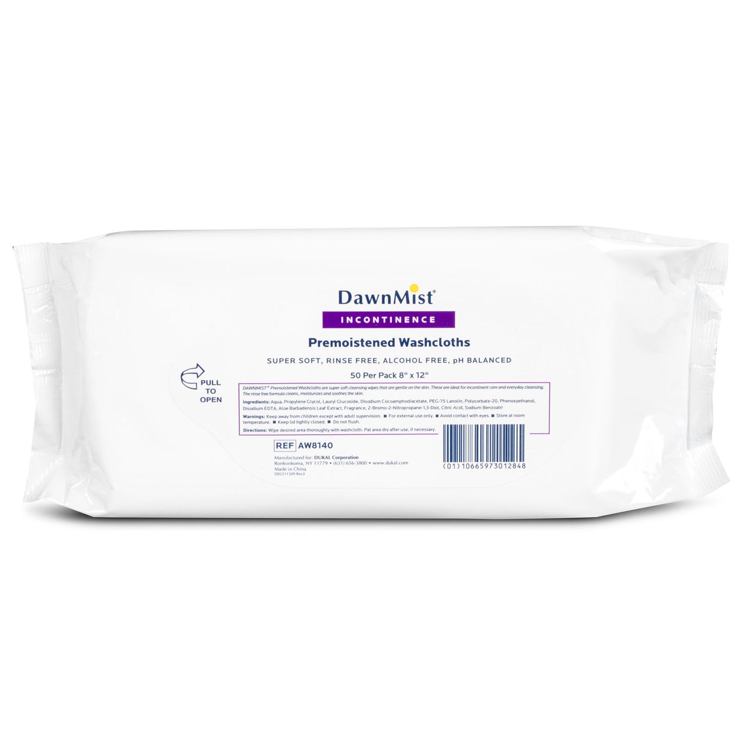 DUKAL DAWNMIST WASHCLOTHS, 50 per pack, 12 packs per case