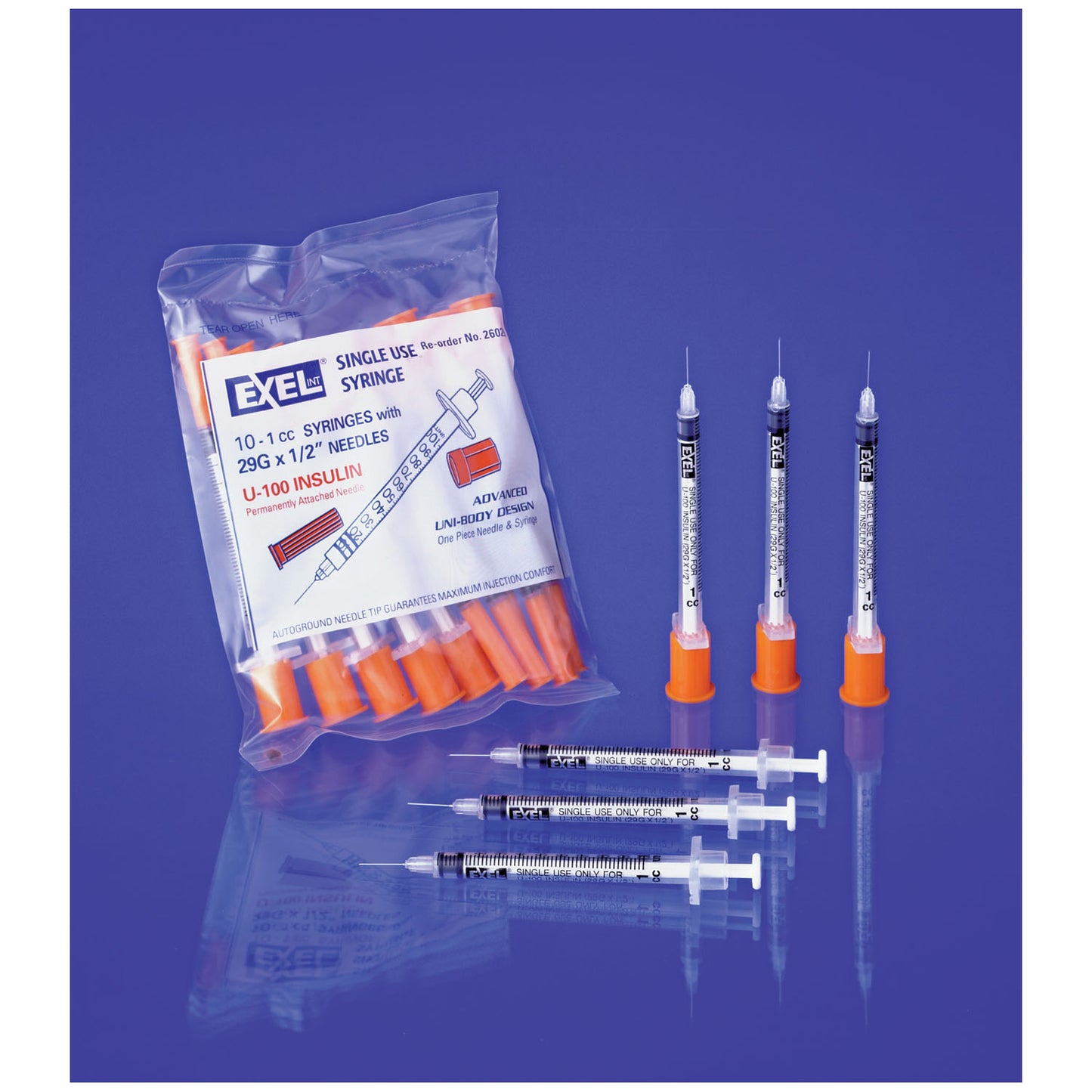 EXEL INSULIN SYRINGE WITH NEEDLE, 5 boxes per case
