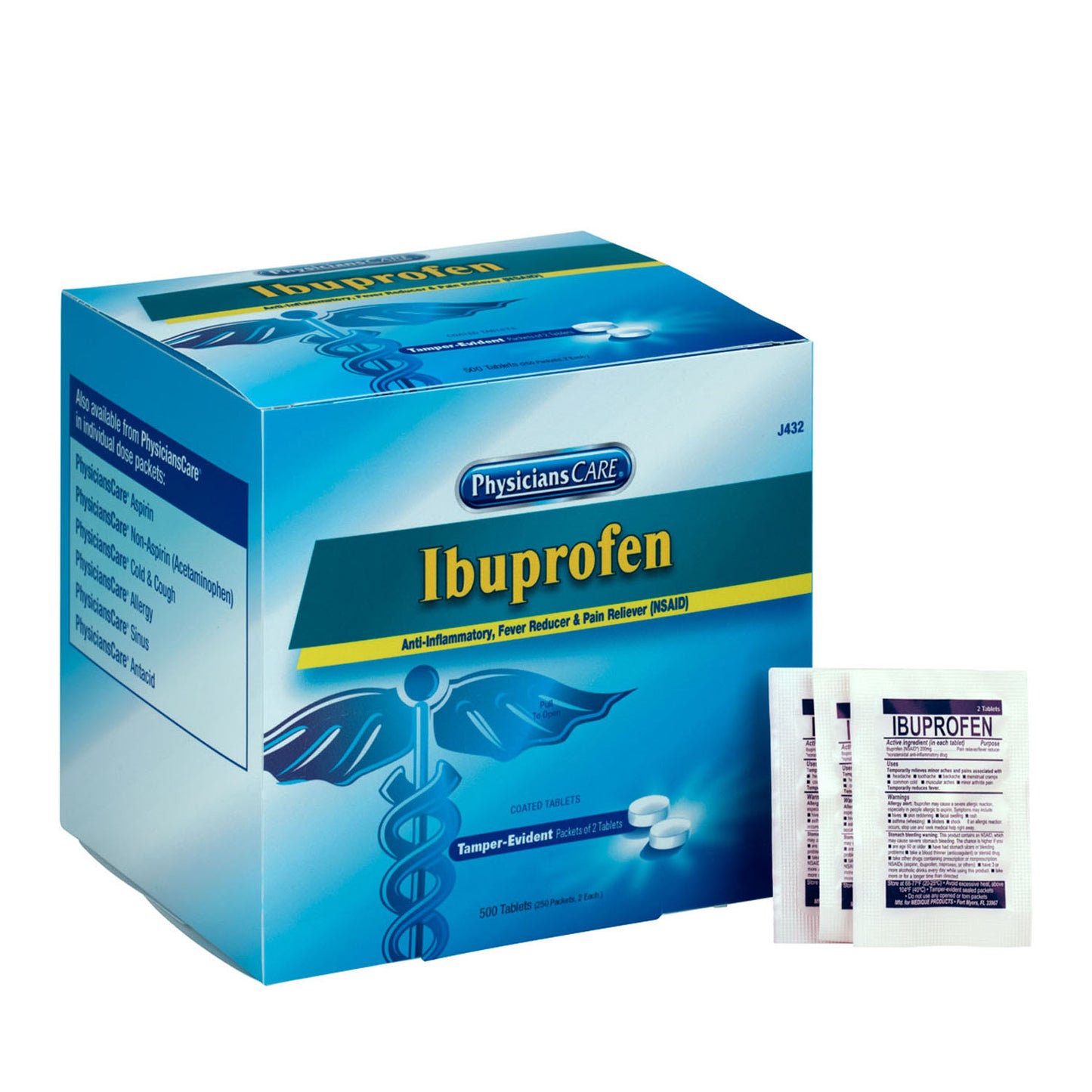 FIRST AID ONLY/ACME UNITED IBUPROFEN, 2 per pack, 250 packs per box, 10 boxes per case