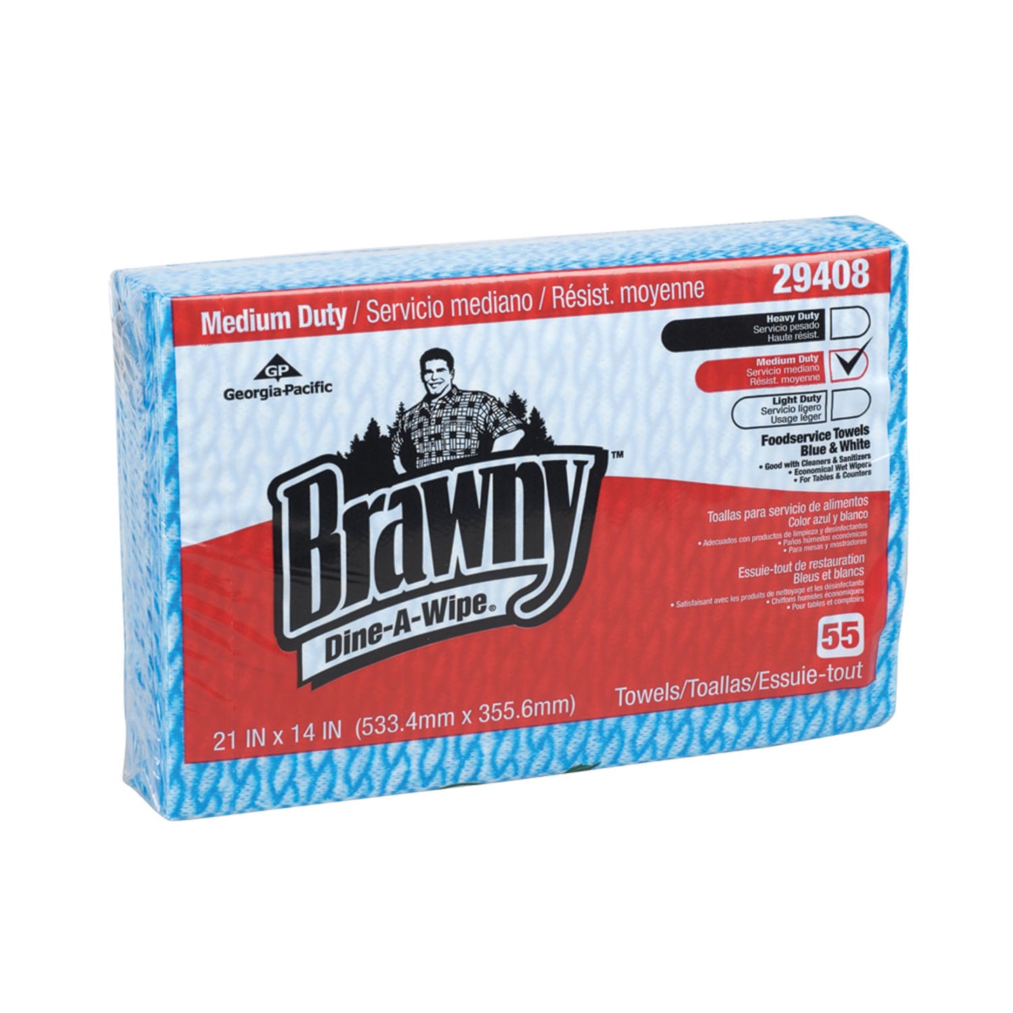 GEORGIA-PACIFIC BRAWNY DINE-A-WIPE FOODSERVICE QUARTERFOLD BUSING TOWELS, 6 boxes per case