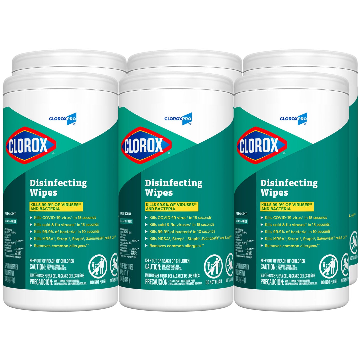 CLOROX COMMERCIAL SOLUTIONS DISINFECTING WIPES, 6 per case