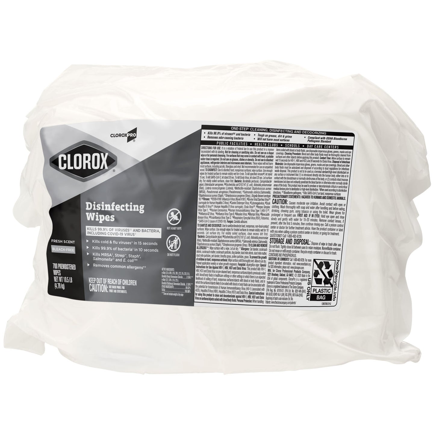 CLOROX COMMERCIAL SOLUTIONS DISINFECTING WIPES, 2 per case