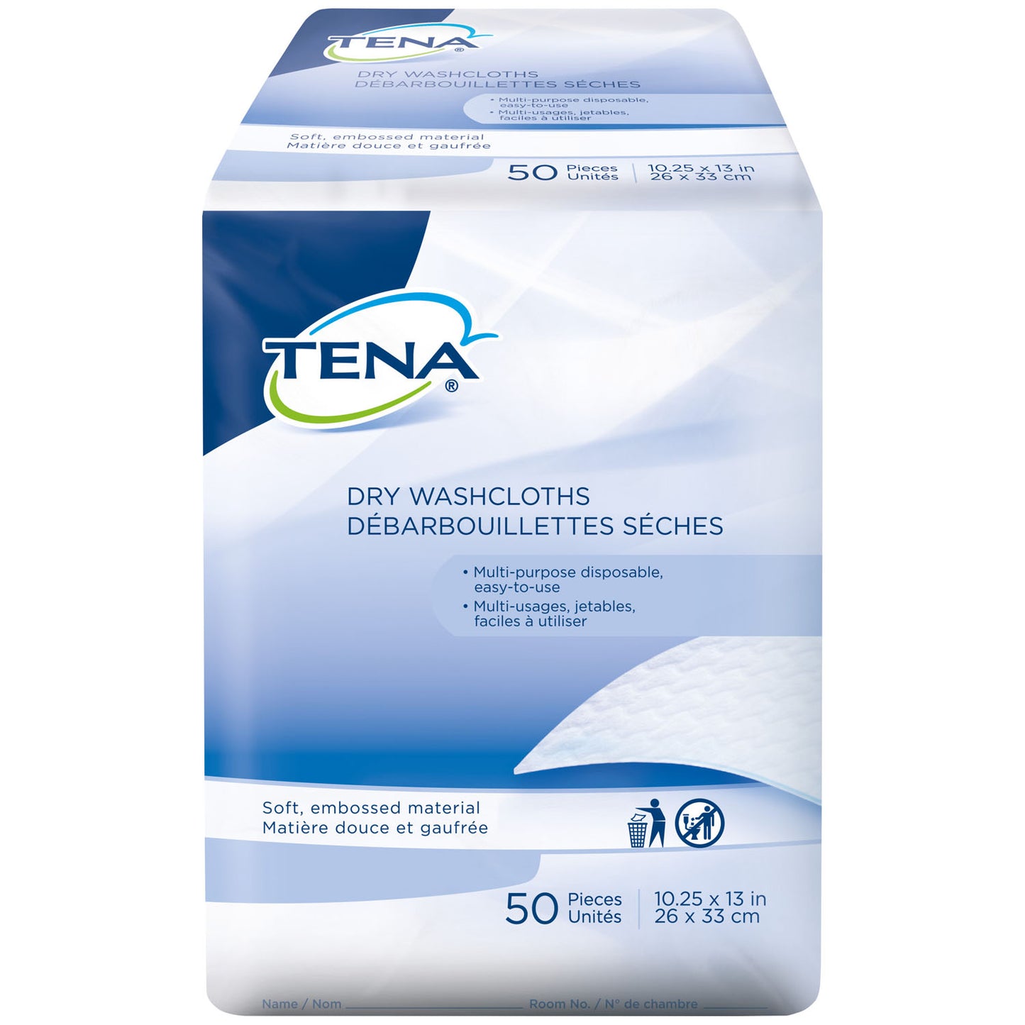 ESSITY HMS TENA DRY WASHCLOTHS, 50 per pack, 20 packs per case