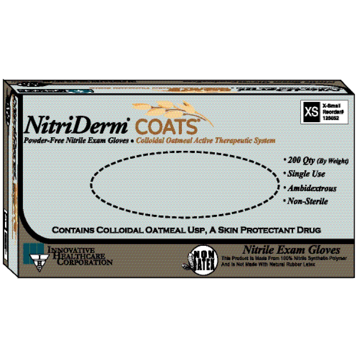 INNOVATIVE NITRIDERM COATS POWDER-FREE NITRILE EXAM GLOVES, 200 per box, 10 boxes per case