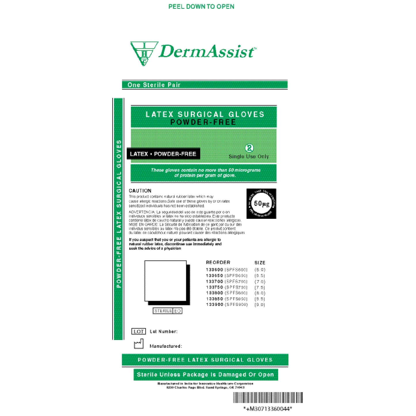 INNOVATIVE DERMASSIST SURGICAL POWDER-FREE GLOVES, 50 pairs per box, 4 boxes per case