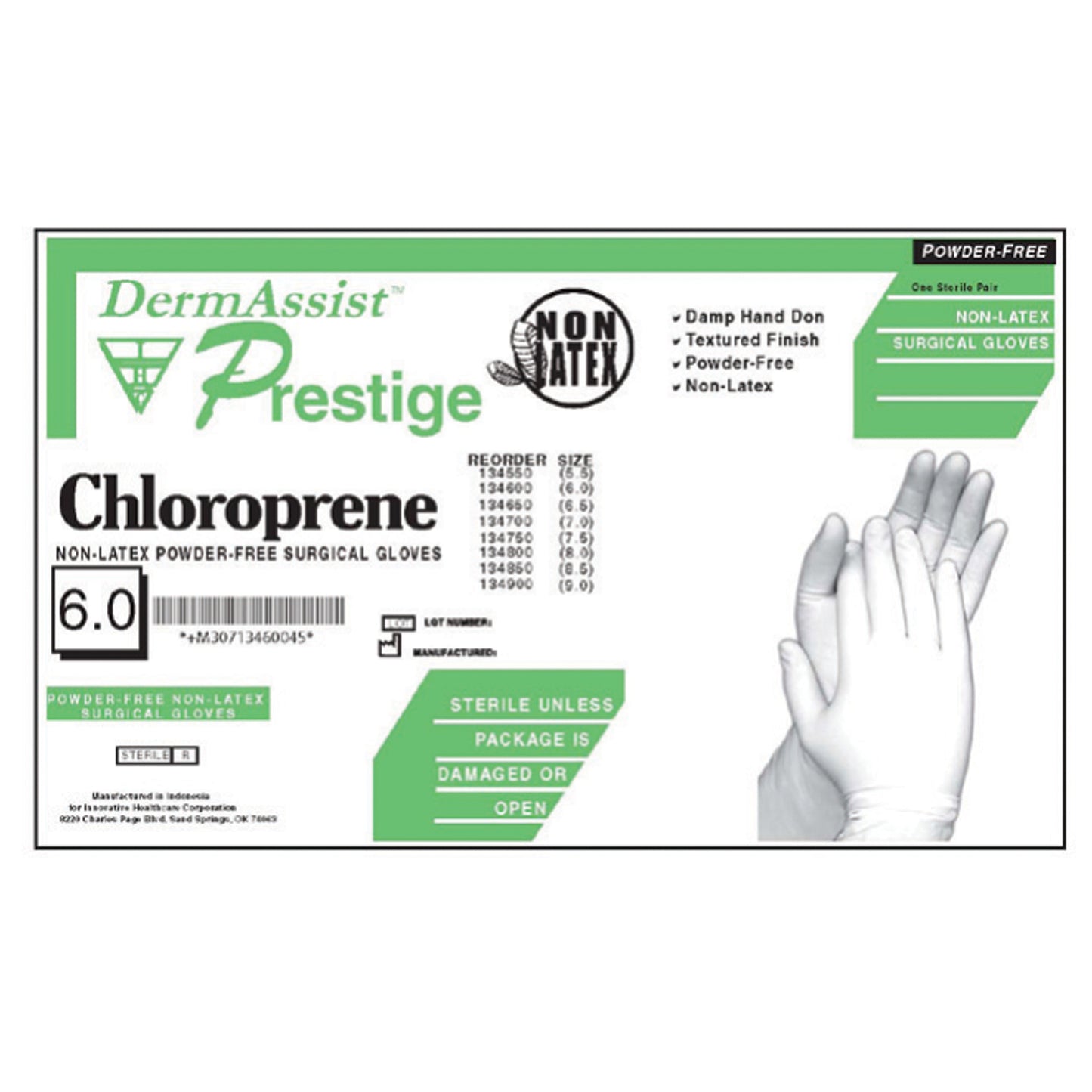 INNOVATIVE PRESTIGE CHLOROPRENE POWDER-FREE SURGICAL GLOVES, 25 pairs per box, 4 boxes per case