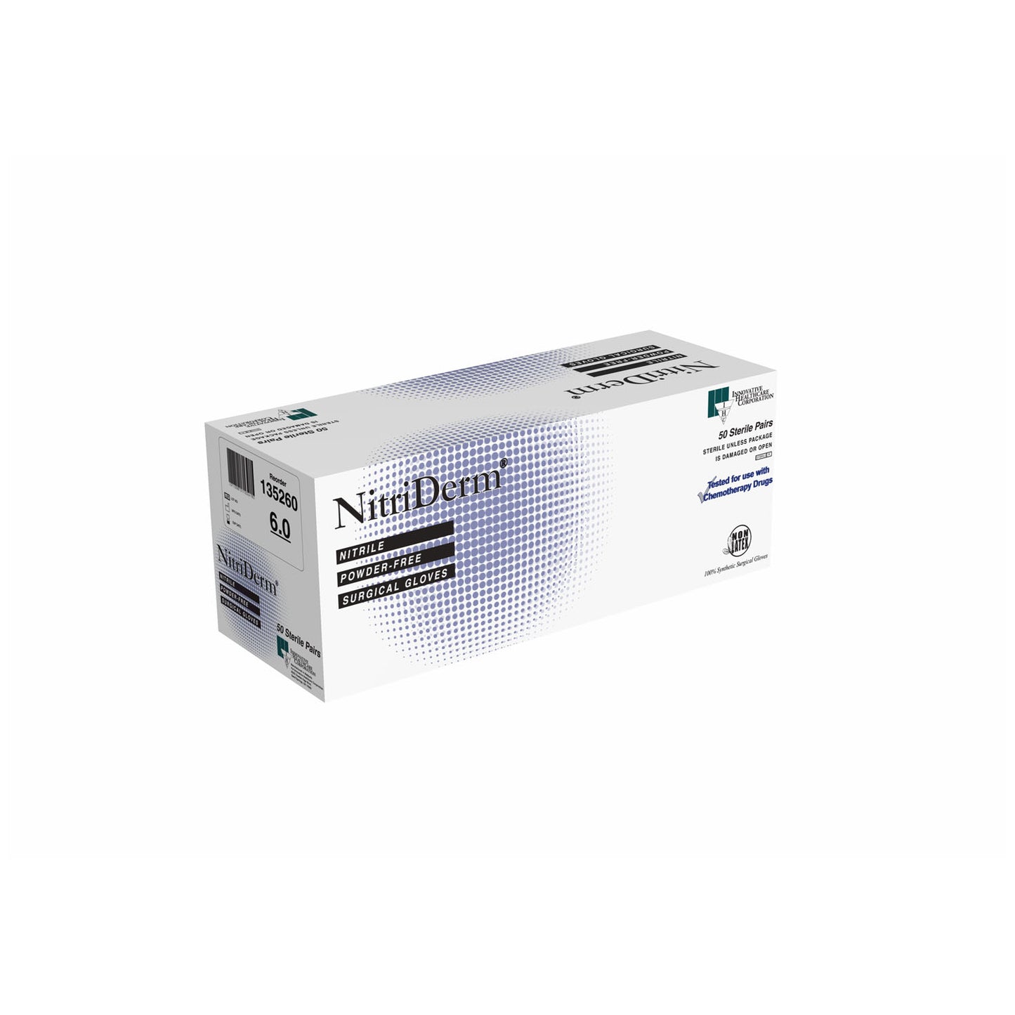 INNOVATIVE NITRIDERM STERILE POWDER-FREE SURGICAL GLOVES, 50 pairs per box, 4 boxes per case