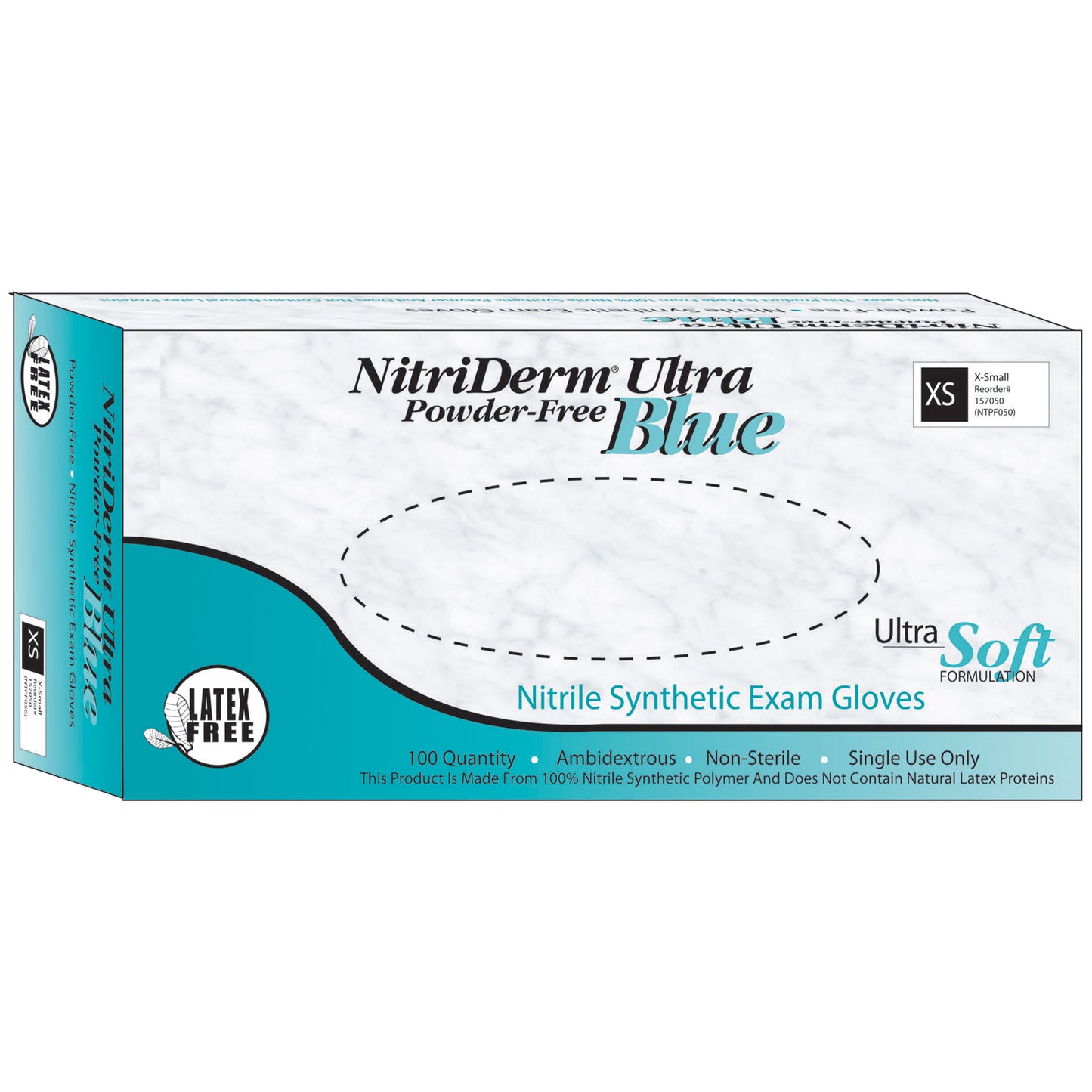 INNOVATIVE NITRIDERM ULTRA BLUE NITRILE SYNTHETIC POWDER-FREE NON-STERILE EXAM GLOVES, 80 per box, 10 boxes per case