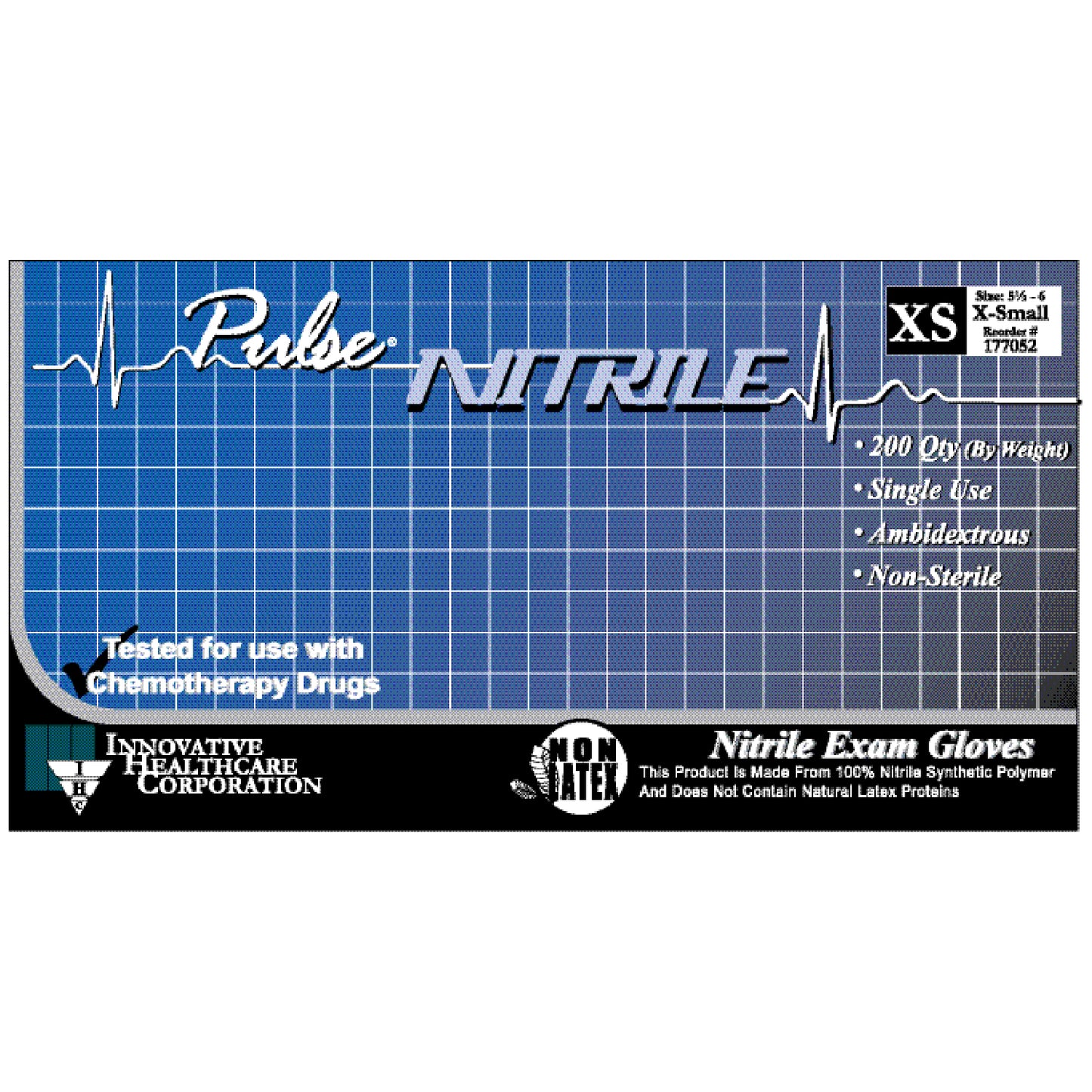 INNOVATIVE PULSE NITRILE EXAM GLOVES, 200 per box, 10 boxes per case