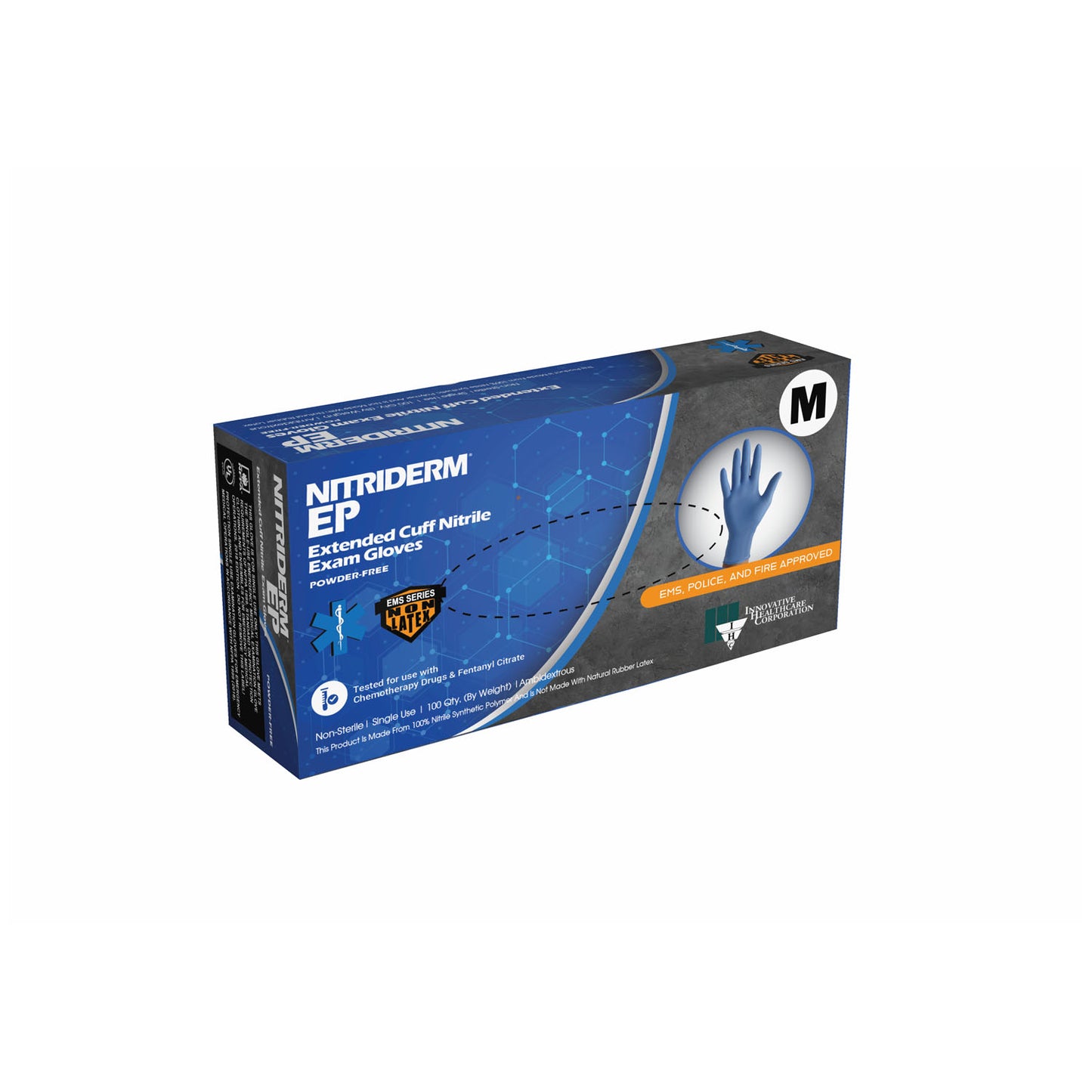 INNOVATIVE NITRIDERM EP NITRILE SYNTHETIC POWDER-FREE EXAM GLOVES, 100 per box, 10 boxes per case