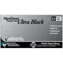 INNOVATIVE NITRIDERM ULTRA BLACK POWDER-FREE NITRILE SYNTHETIC GLOVES, 100 per box, 10 boxes per case