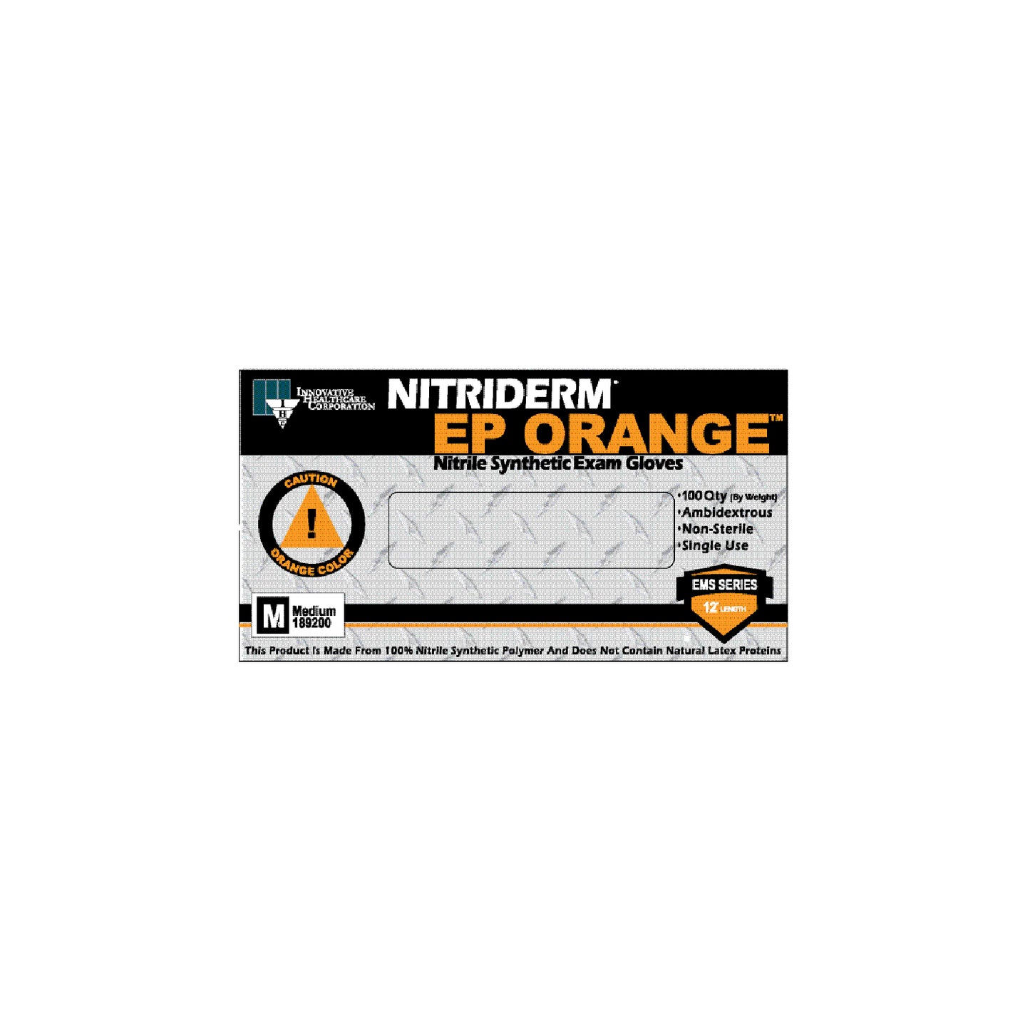 INNOVATIVE NITRIDERM EP ORANGE POWDER-FREE EXAM GLOVES, 100 per box, 10 boxes per case